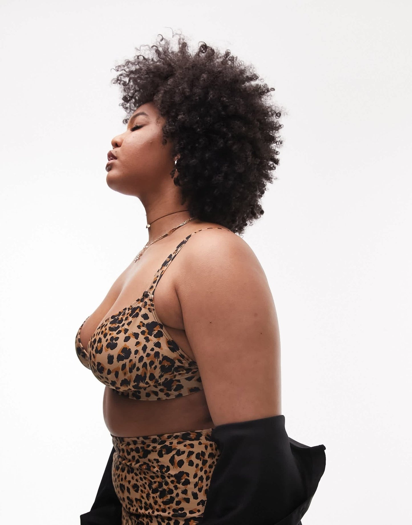 Topshop Curve leopard print triangle bikini top in multi - ASOS Sample Sale