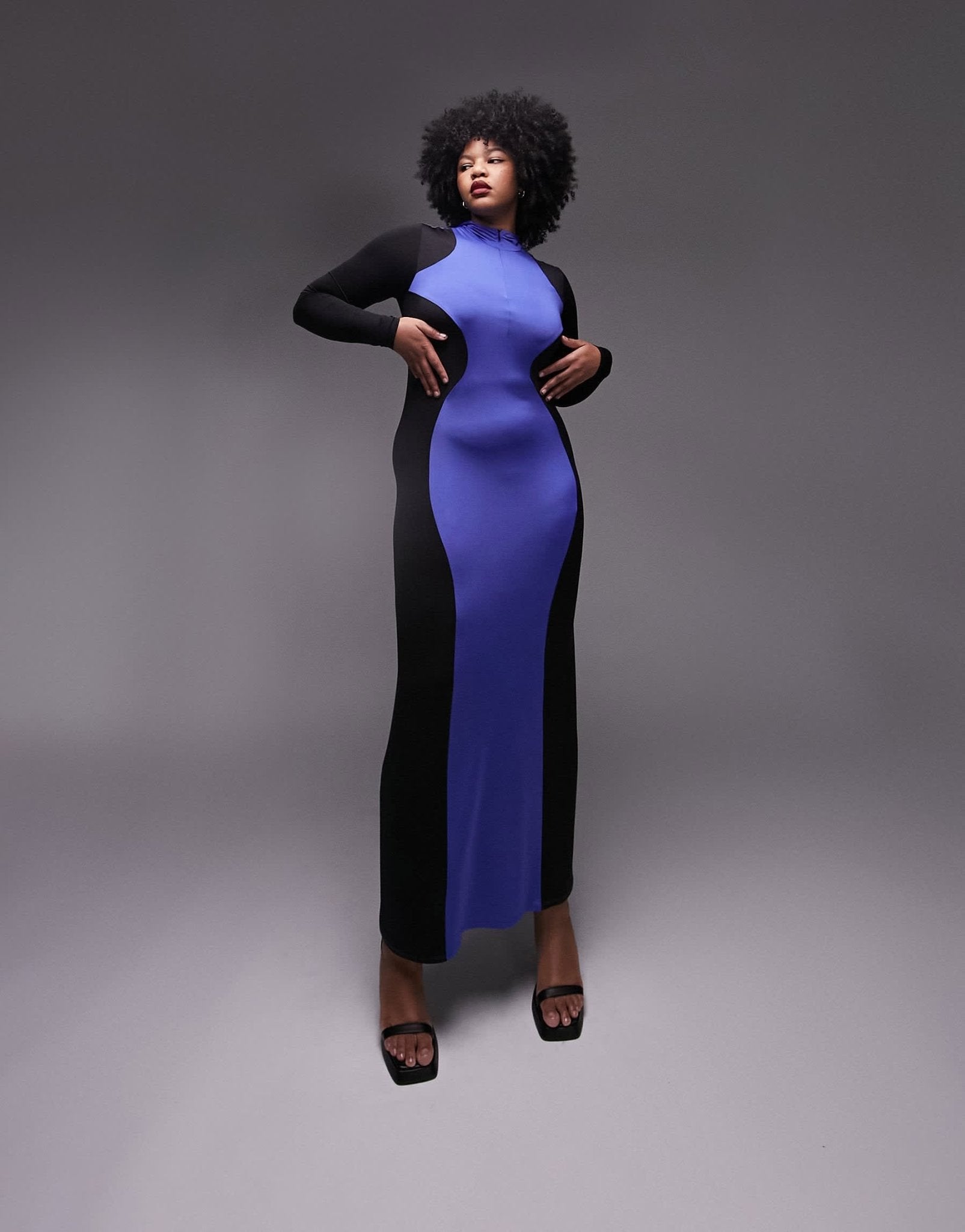 TOPSHOP CURVE LIMITED EDITION colour block body dress in purple and black - ASOS Sample Sale