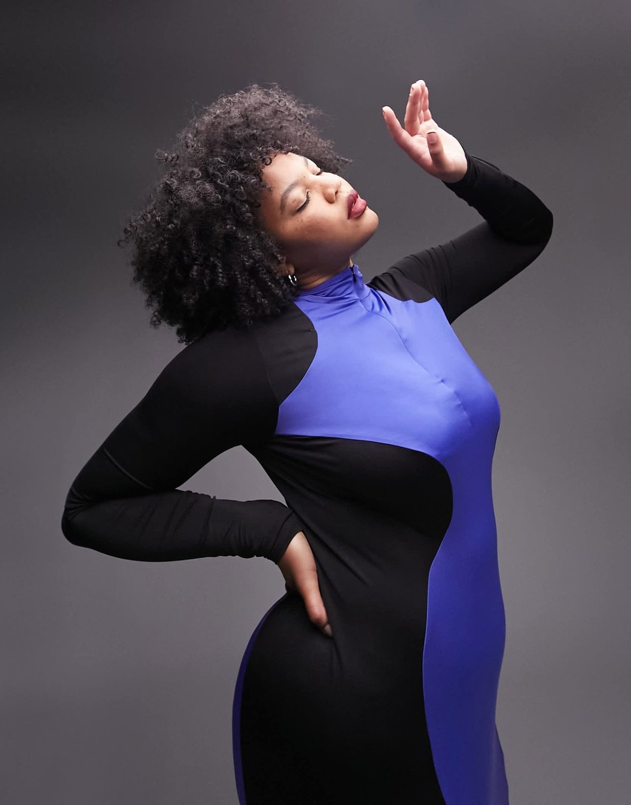 TOPSHOP CURVE LIMITED EDITION colour block body dress in purple and black - ASOS Sample Sale