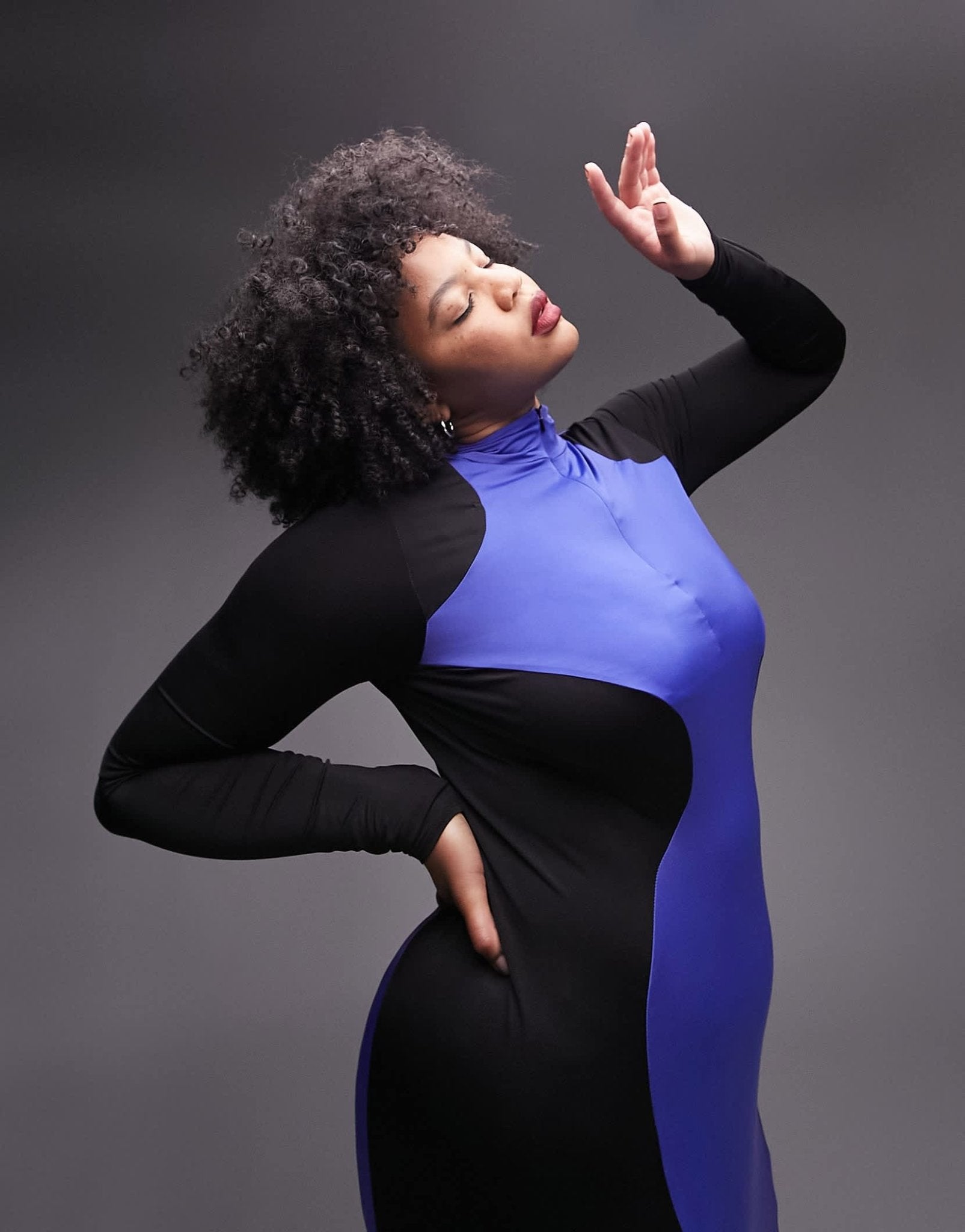 TOPSHOP CURVE LIMITED EDITION colour block body dress in purple and black - ASOS Sample Sale