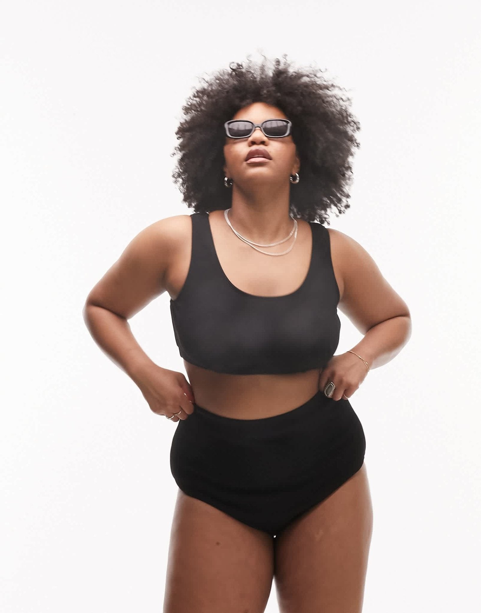 Topshop Curve rib crop bikini top in black - ASOS Sample Sale