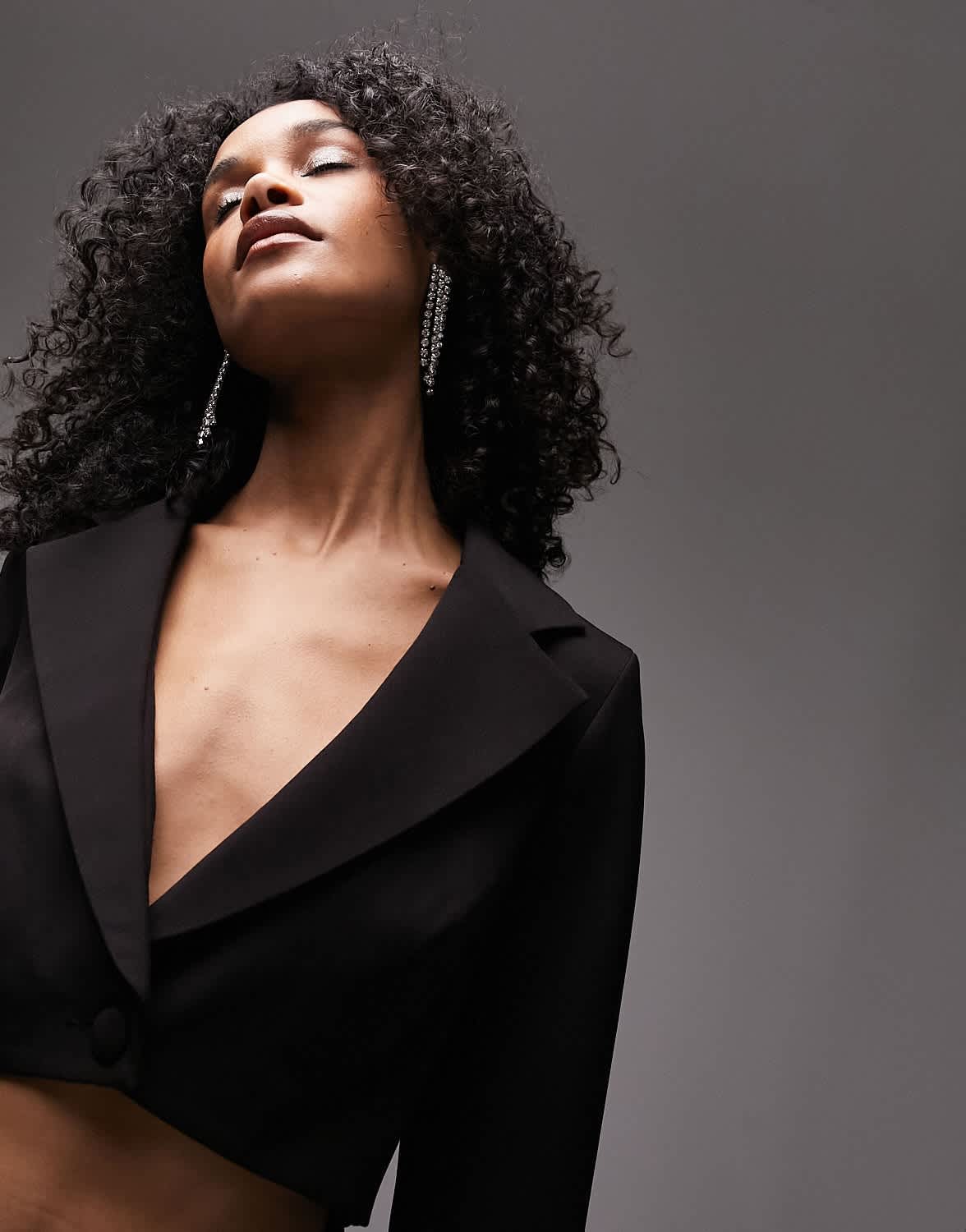 Topshop cut out blazer playsuit in black - ASOS Sample Sale