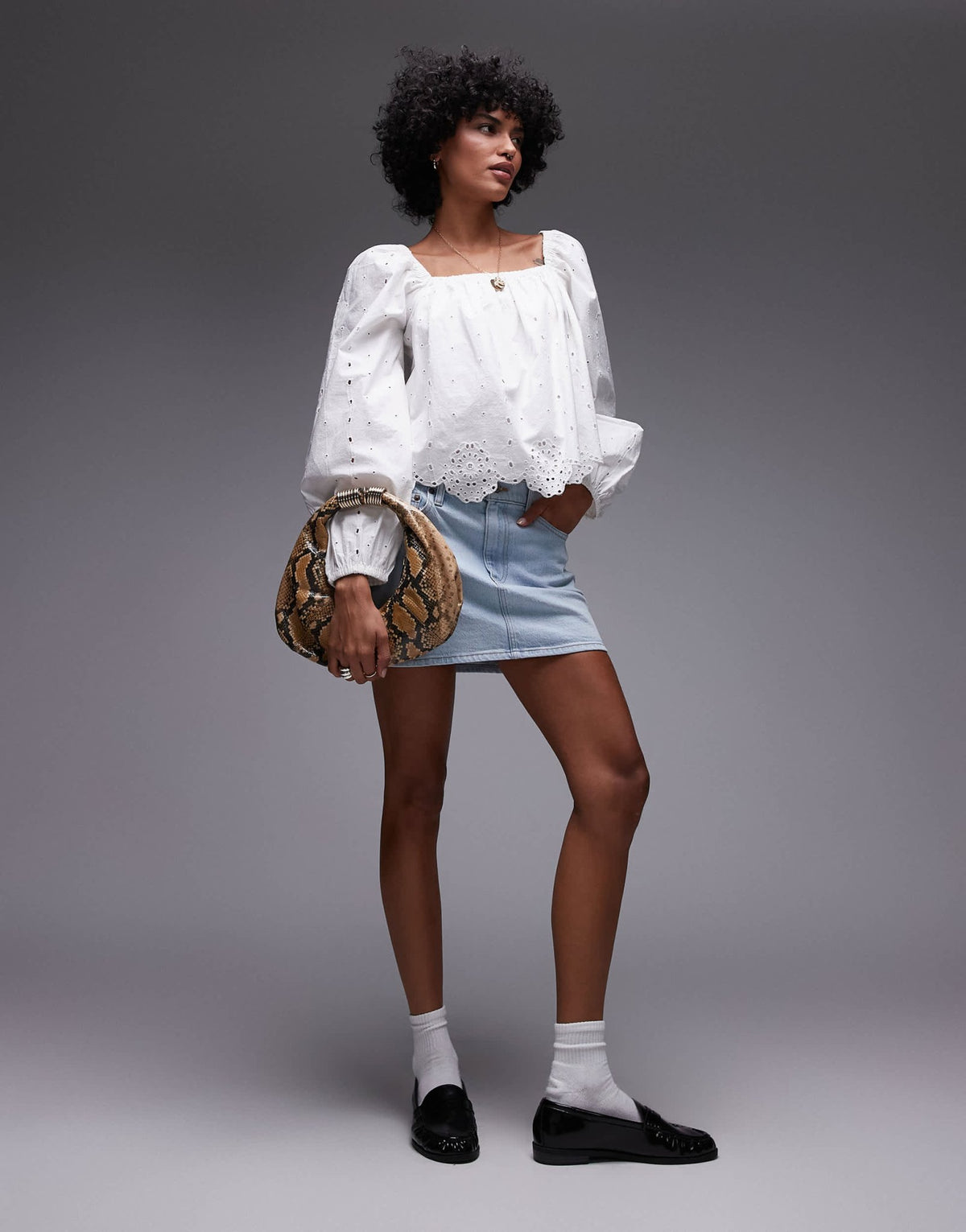 Topshop cutwork long sleeve top in ivory - ASOS Sample Sale