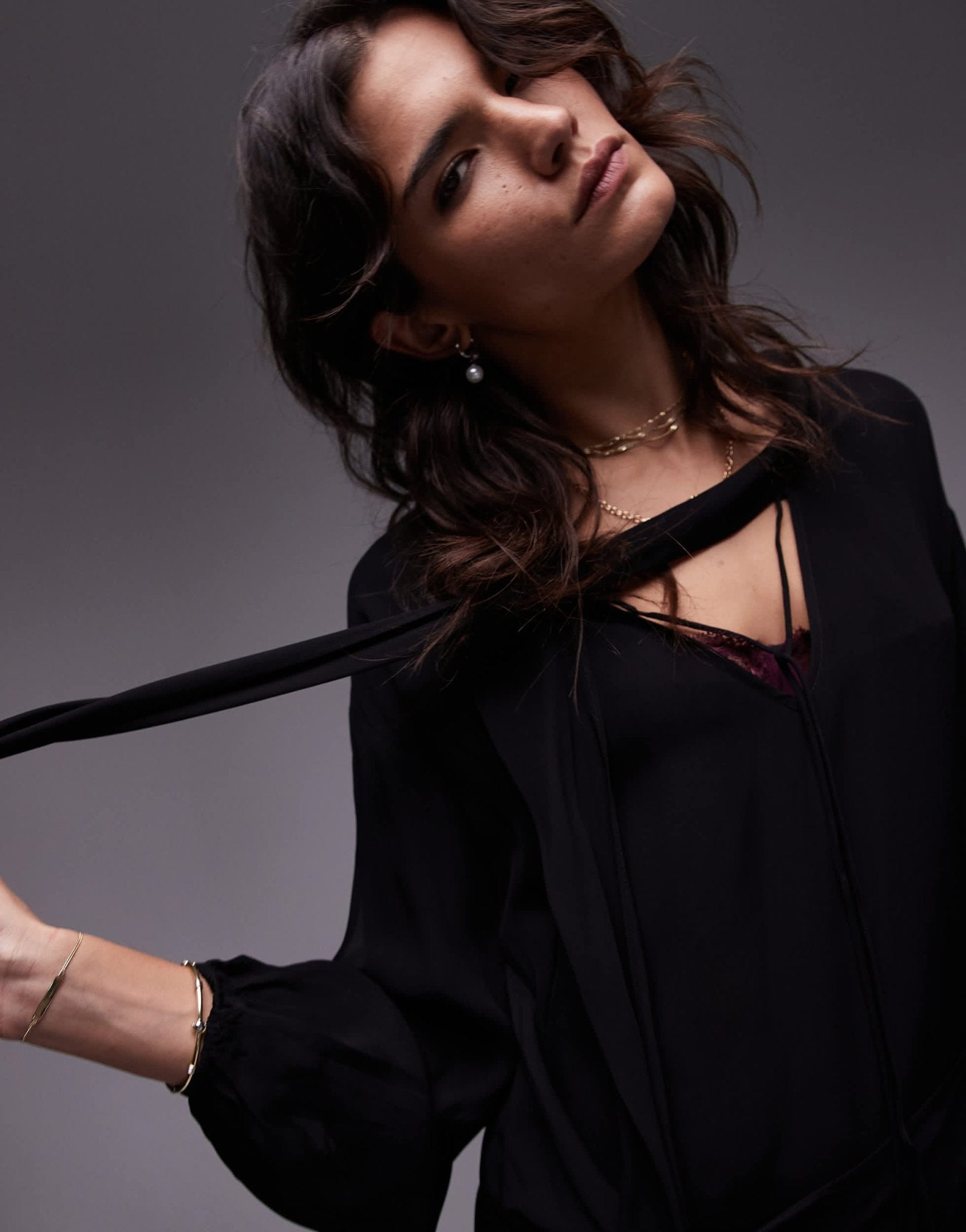 Topshop deep drape mini shirt dress in black - ASOS Sample Sale