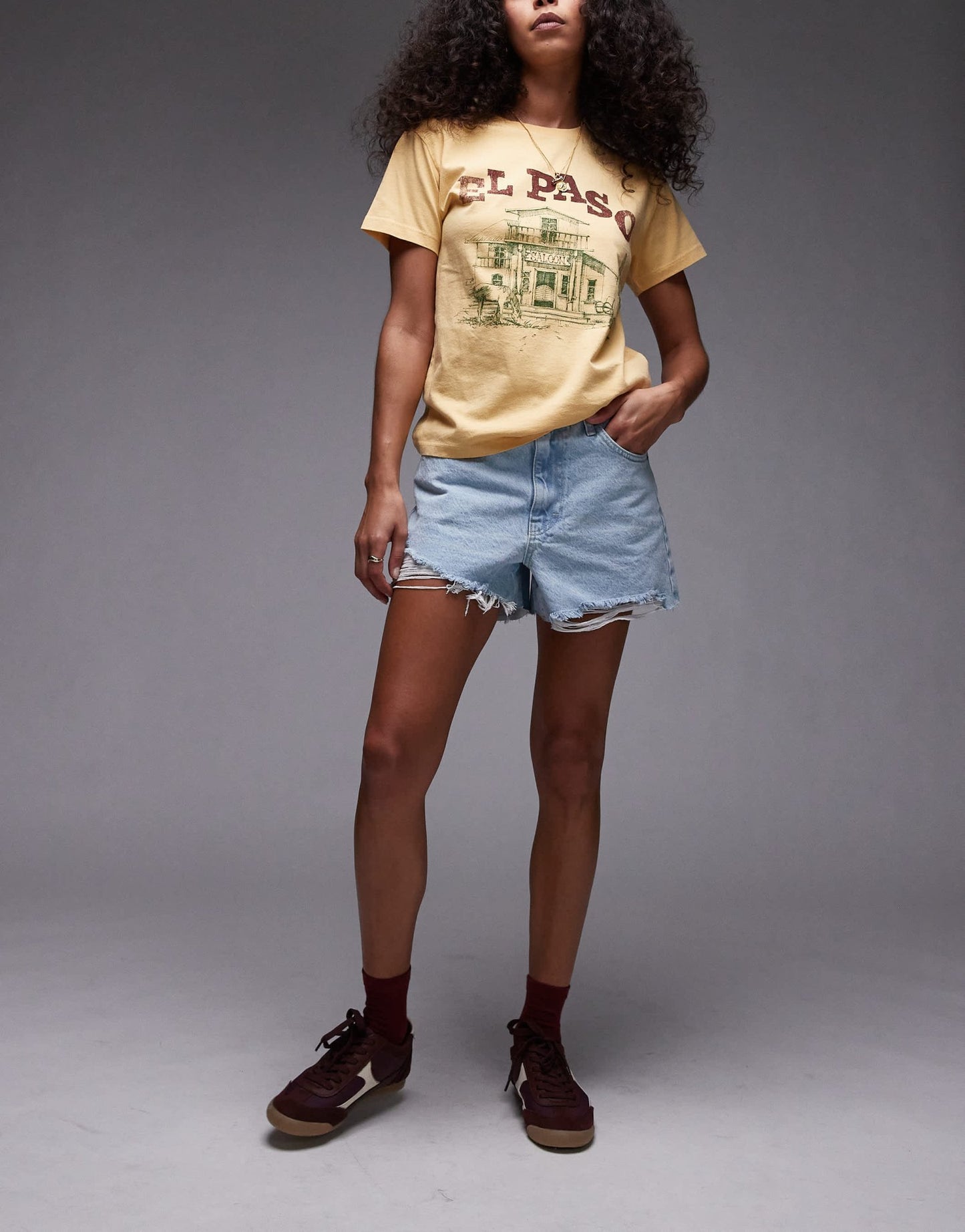 Topshop denim A-line shorts with rip in bleach - ASOS Sample Sale