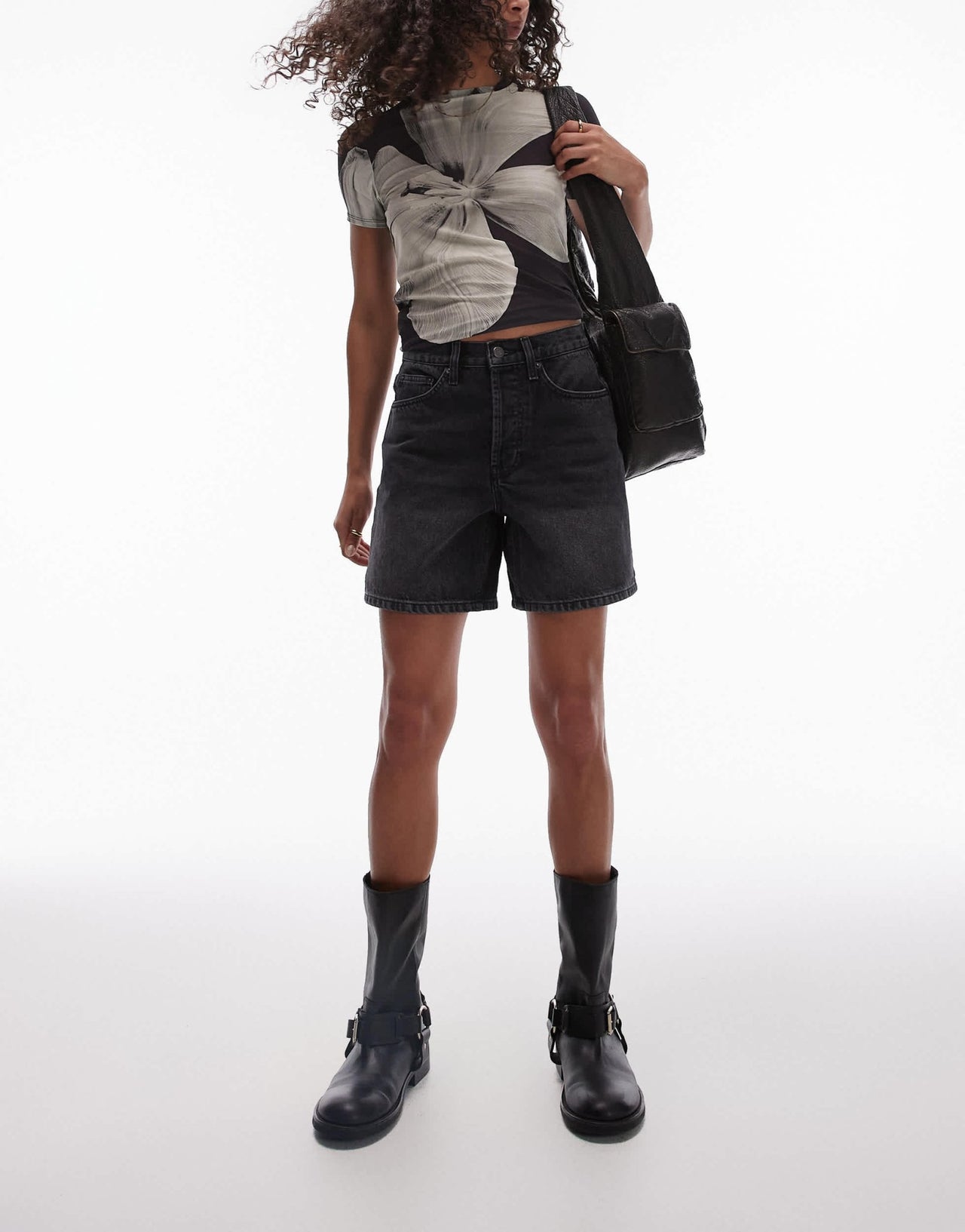 Topshop denim Editor shorts in washed black - ASOS Sample Sale