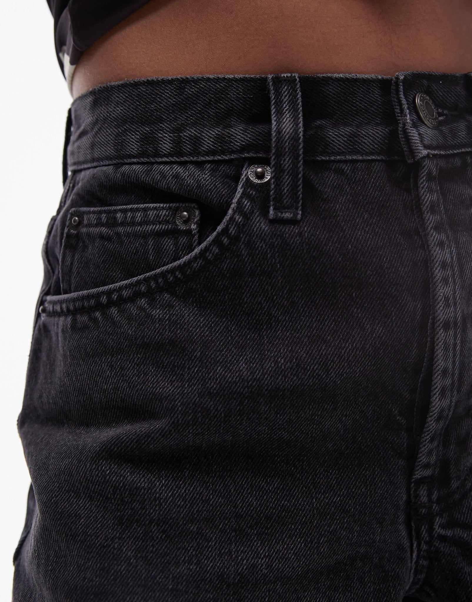 Topshop denim Editor shorts in washed black - ASOS Sample Sale
