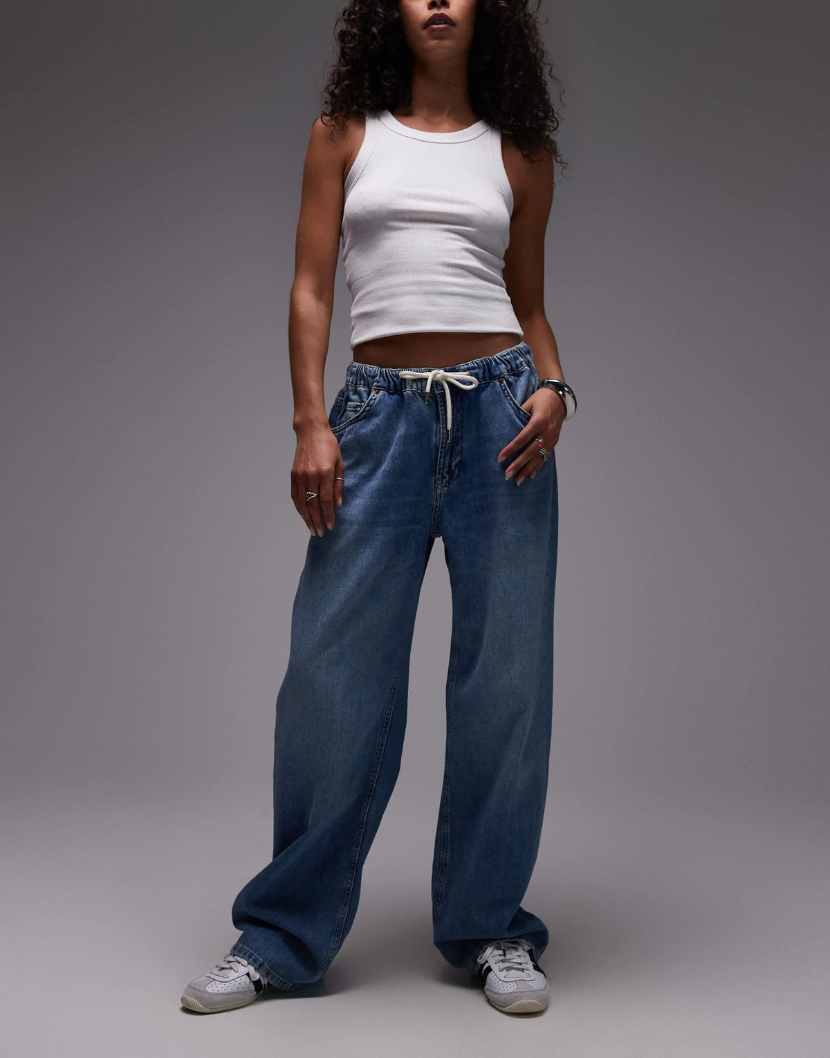 Topshop denim lightweight jogger jean in vintage blue - ASOS Sample Sale