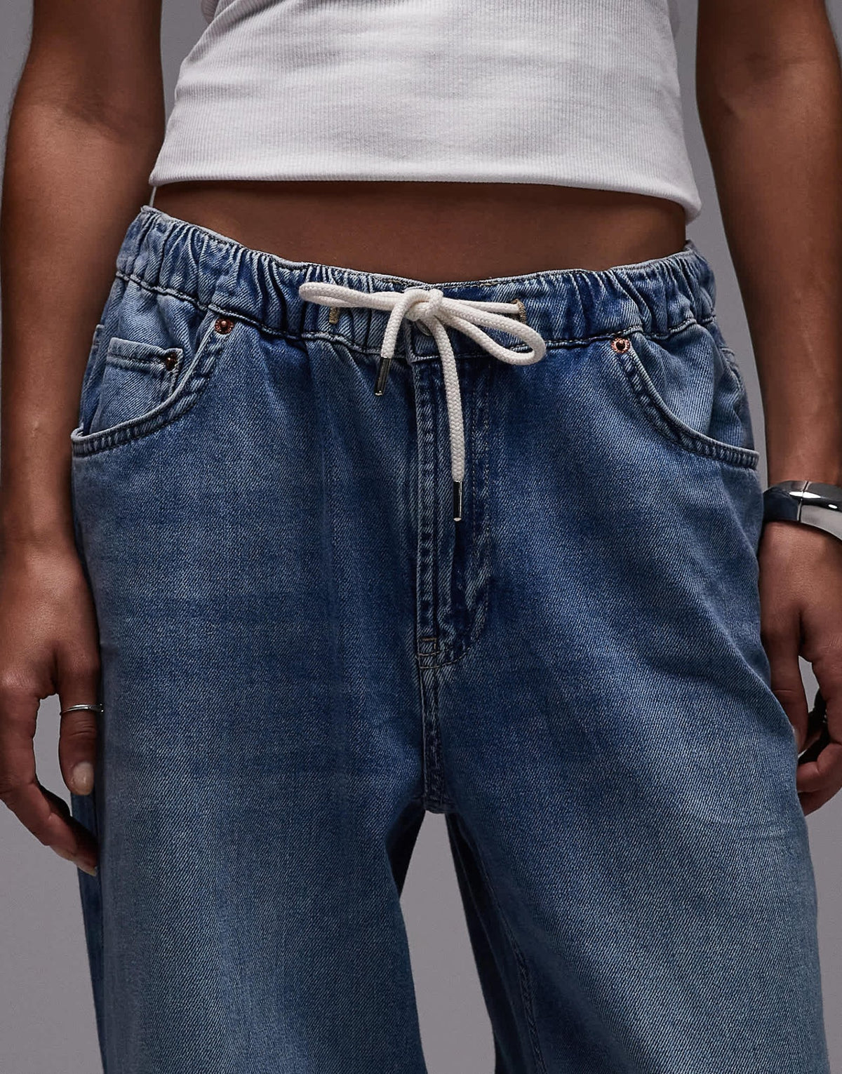 Topshop denim lightweight jogger jean in vintage blue - ASOS Sample Sale