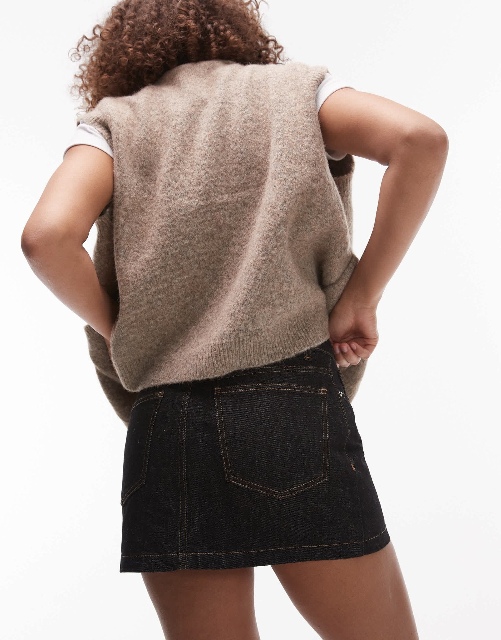 Topshop denim pelmet skirt in black ecru - ASOS Sample Sale