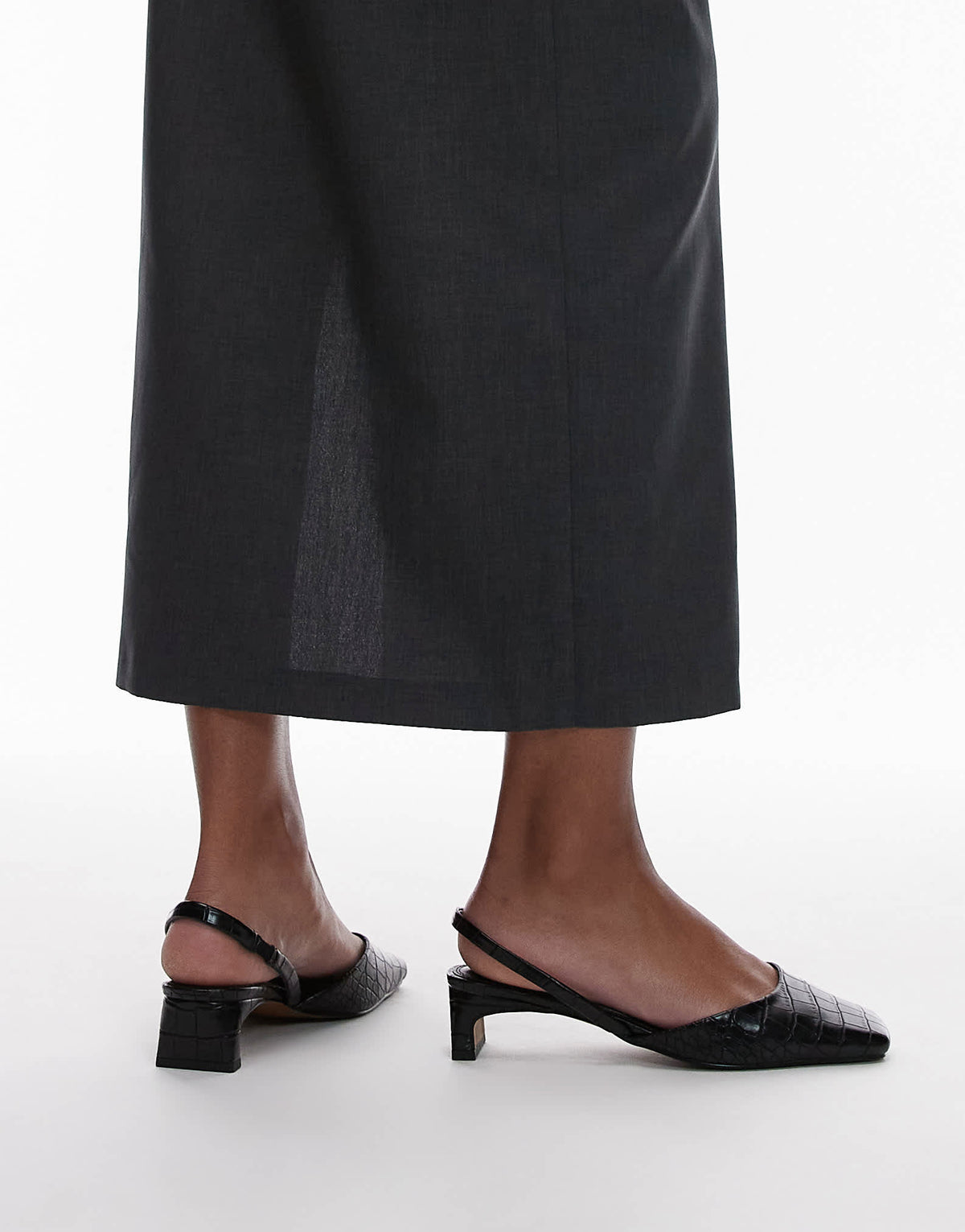 Topshop Diana square toe mid heeled shoes in black - ASOS Sample Sale