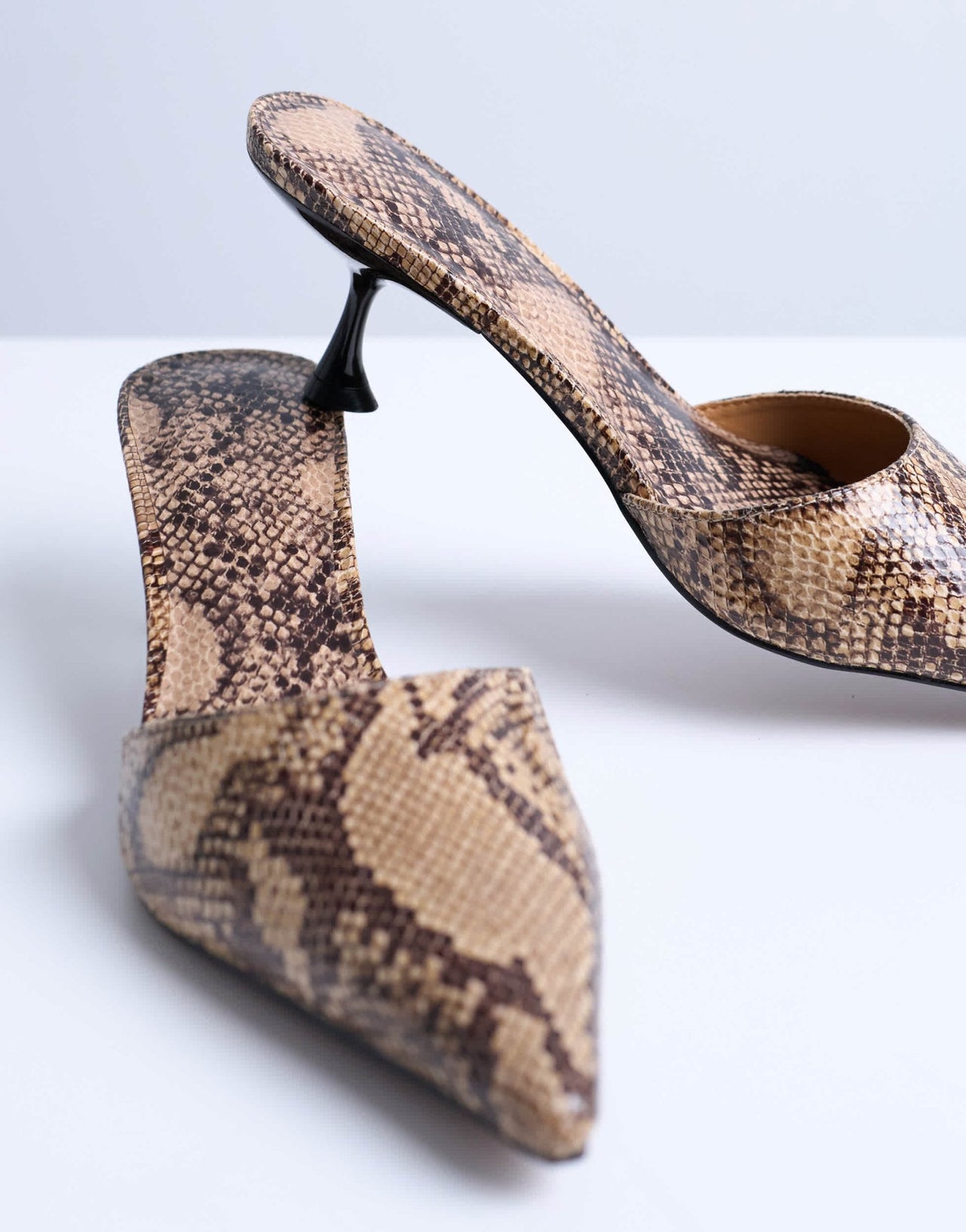 Topshop Dorota kitten heel pointed mule in snake - ASOS Sample Sale