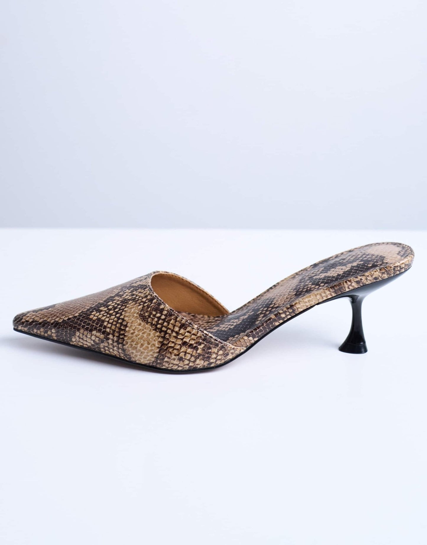 Topshop Dorota kitten heel pointed mule in snake - ASOS Sample Sale