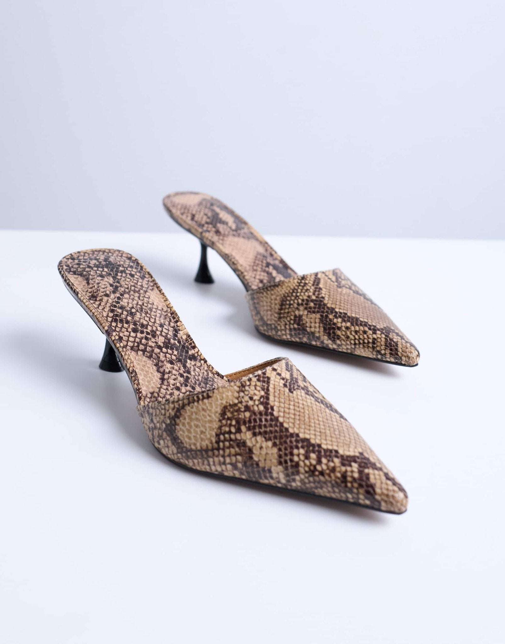 Topshop Dorota kitten heel pointed mule in snake - ASOS Sample Sale