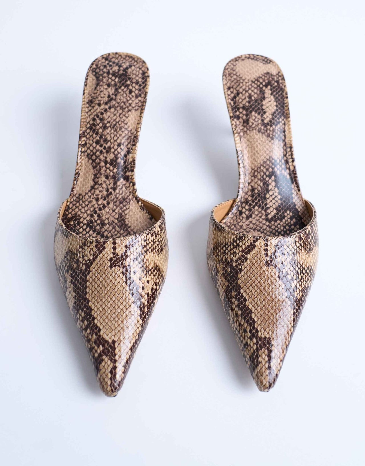 Topshop Dorota kitten heel pointed mule in snake - ASOS Sample Sale