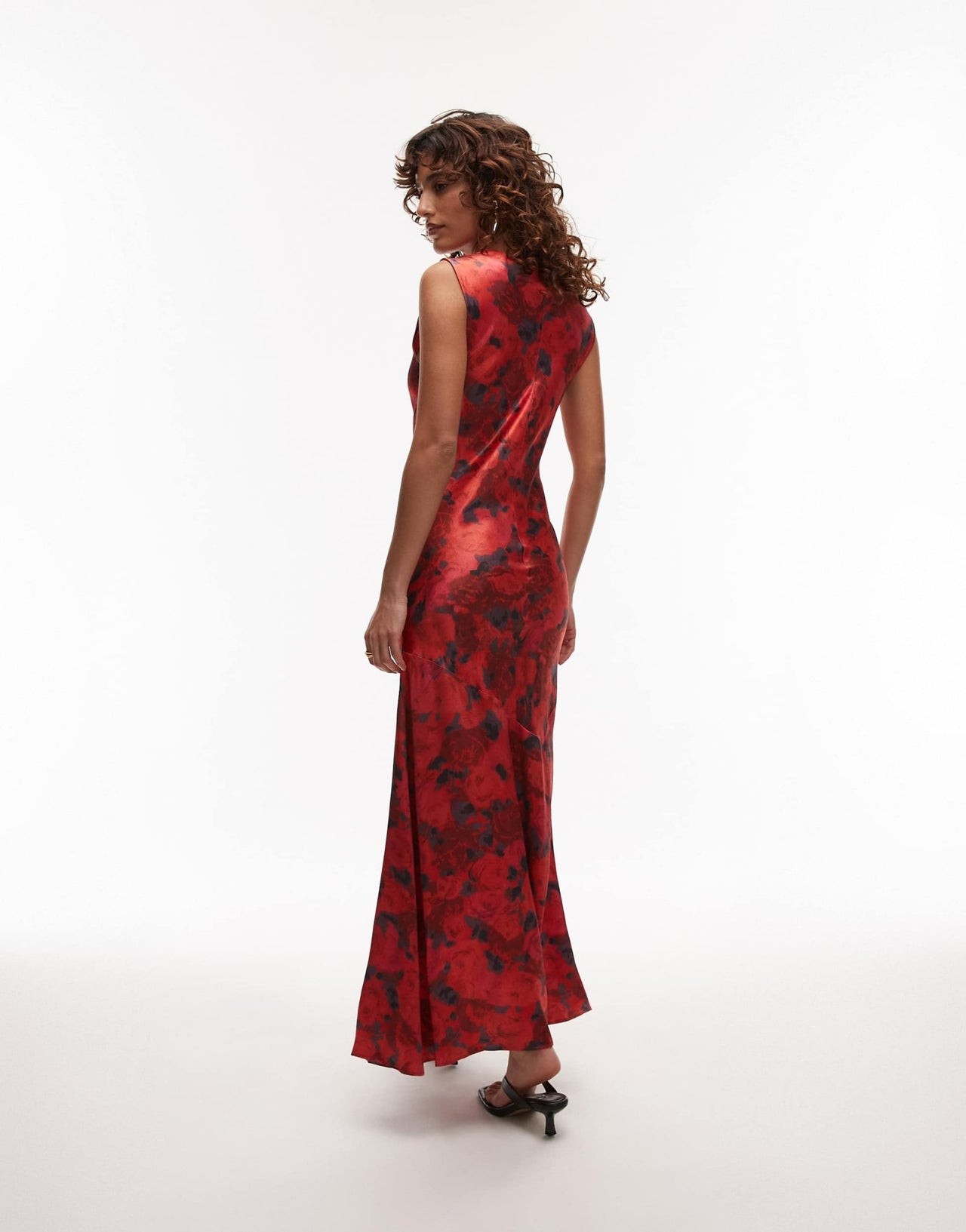 Topshop drape neck maxi dress in red rose - ASOS Sample Sale
