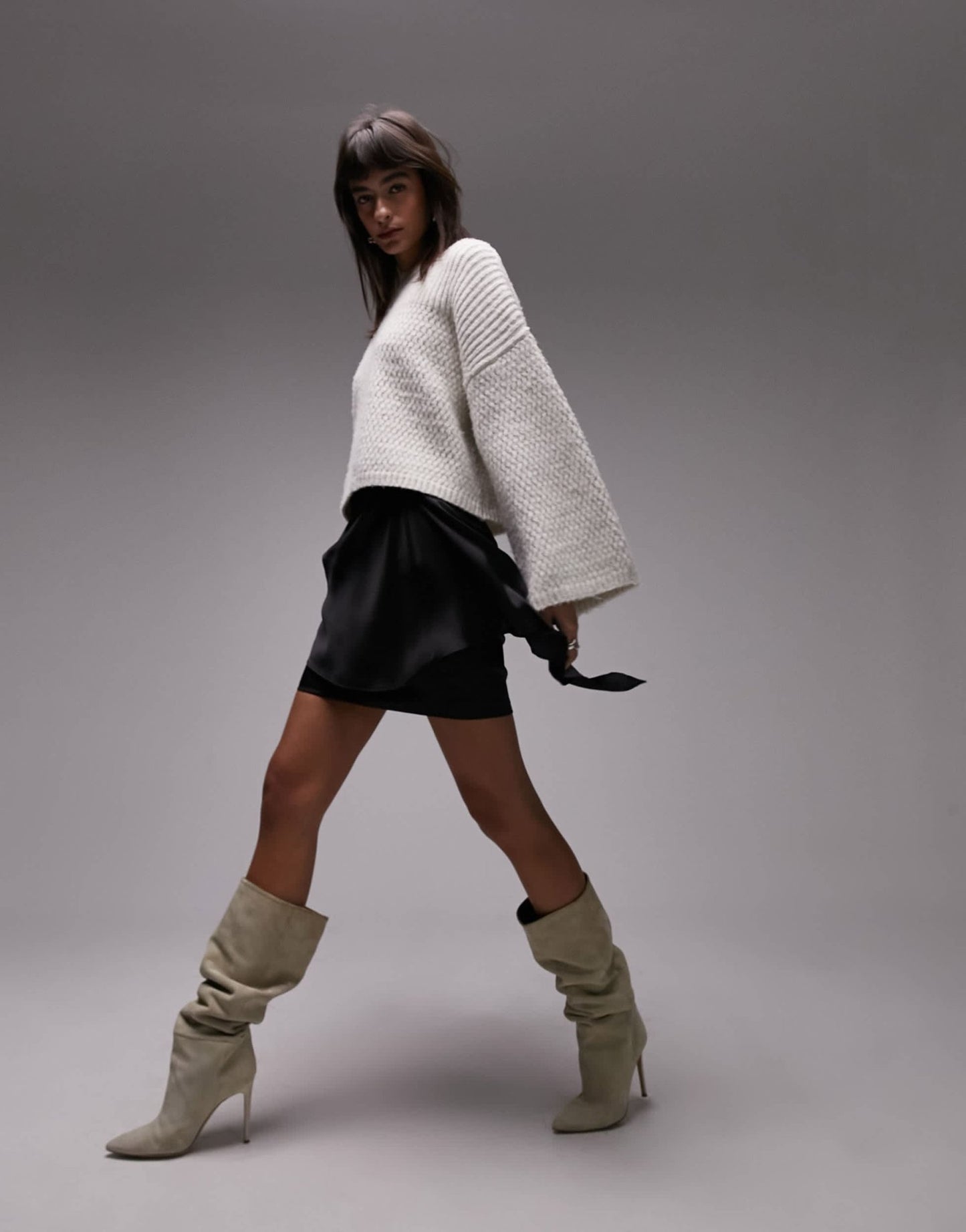Topshop drape tassel mini skirt in black - ASOS Sample Sale