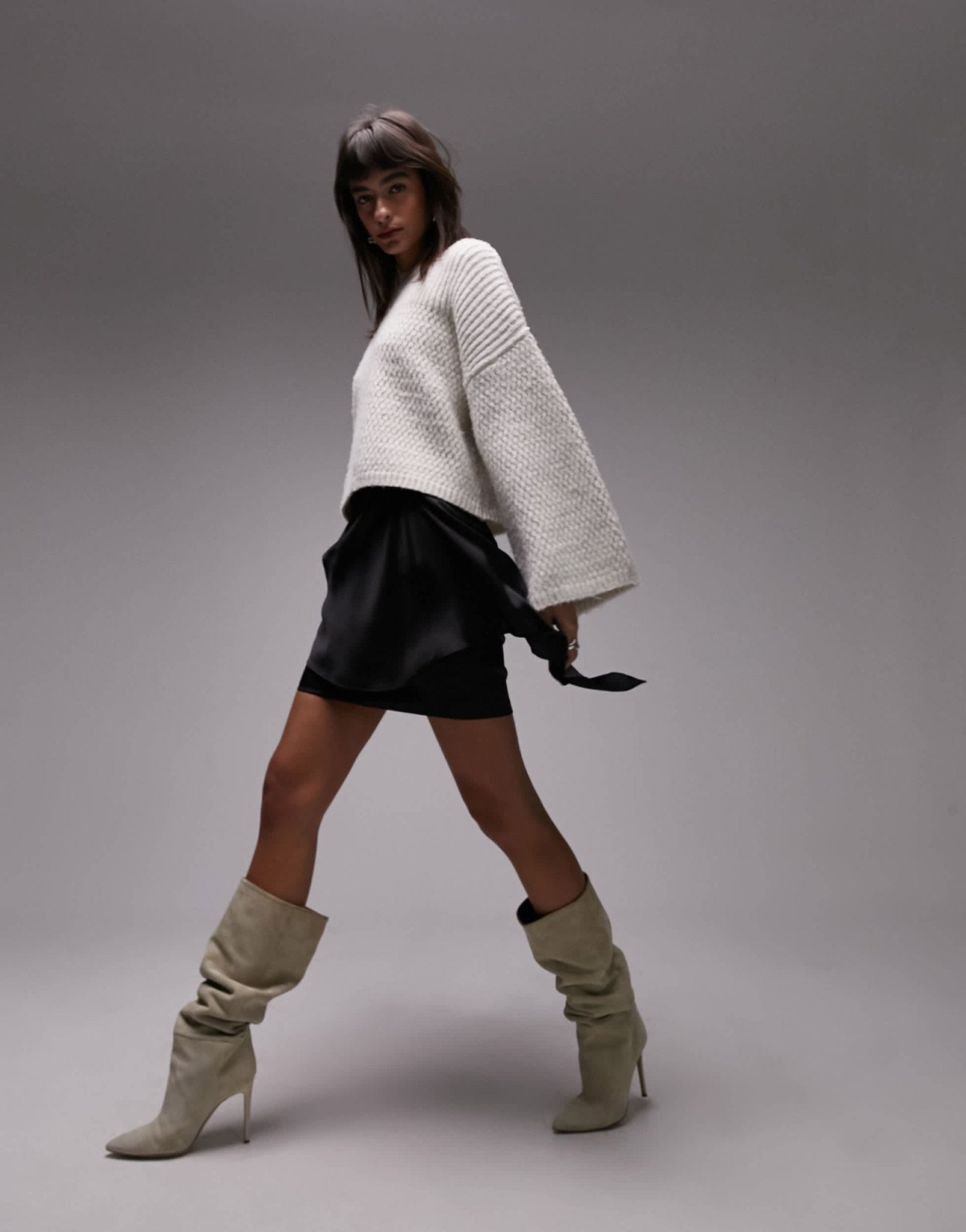 Topshop drape tassel mini skirt in black - ASOS Sample Sale