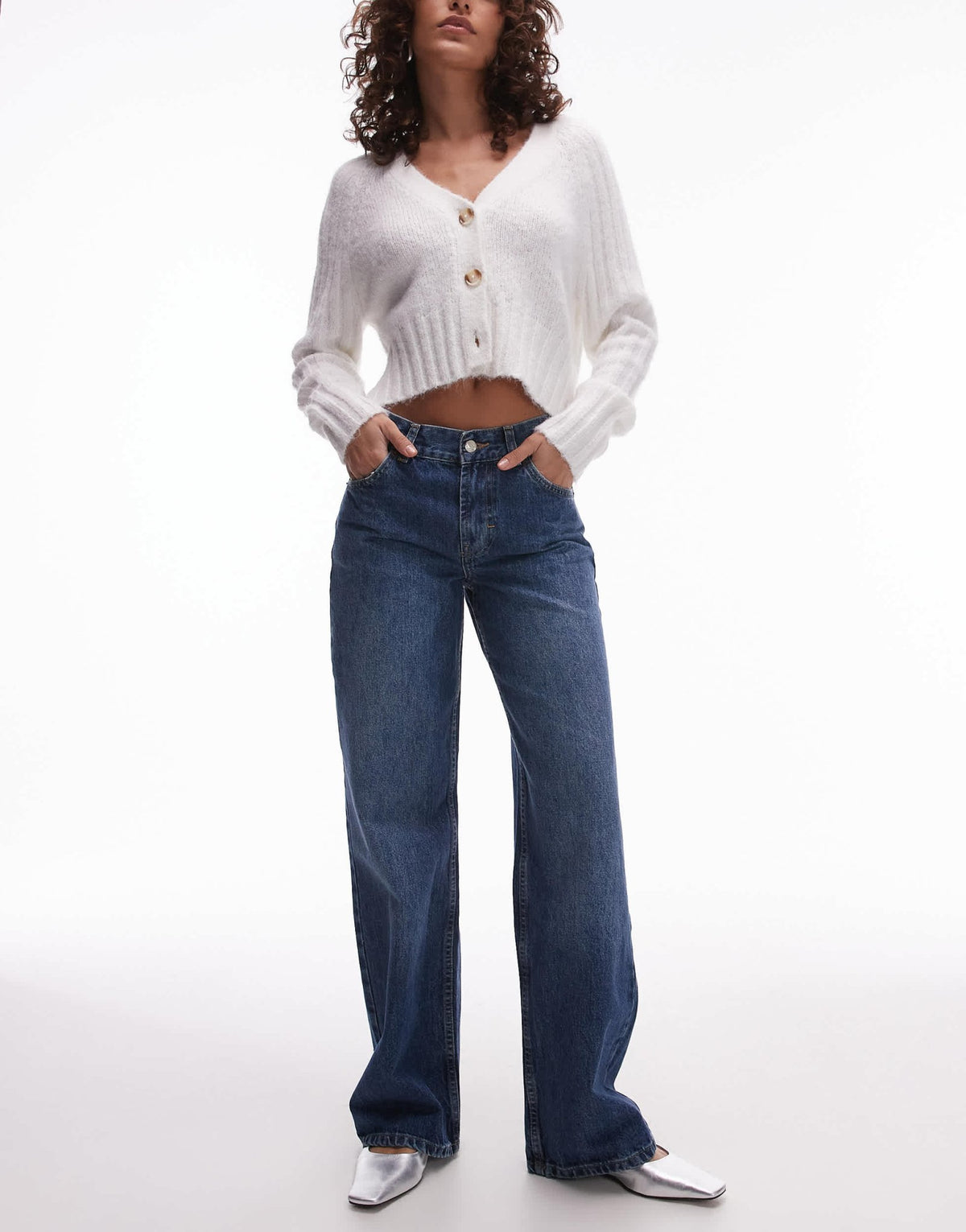 Topshop Ember low rise straight leg jean in rich blue - ASOS Sample Sale