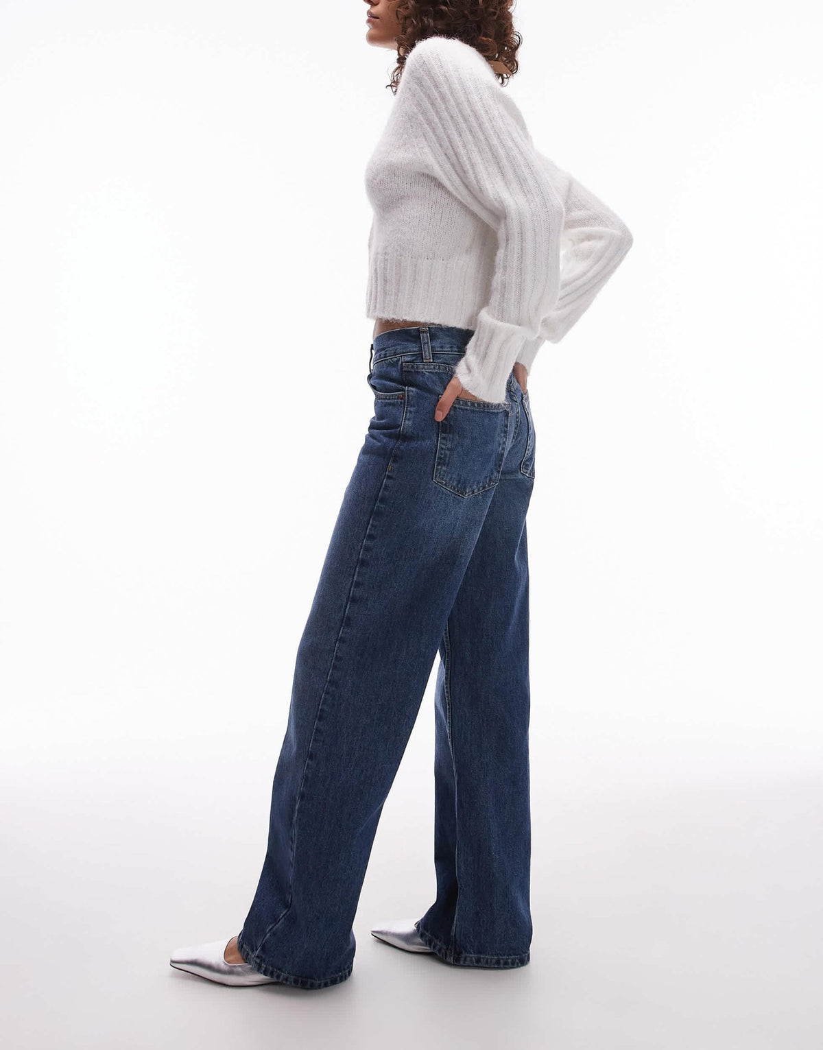 Topshop Ember low rise straight leg jean in rich blue - ASOS Sample Sale