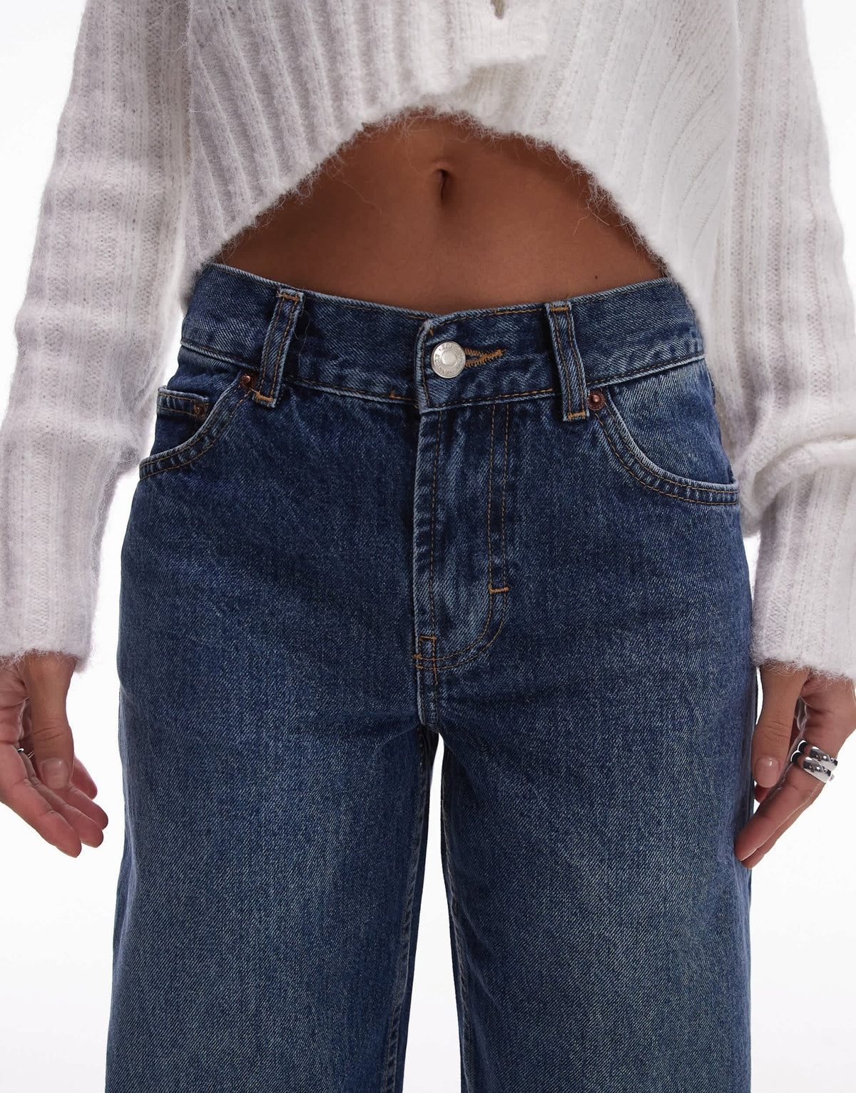 Topshop Ember low rise straight leg jean in rich blue - ASOS Sample Sale