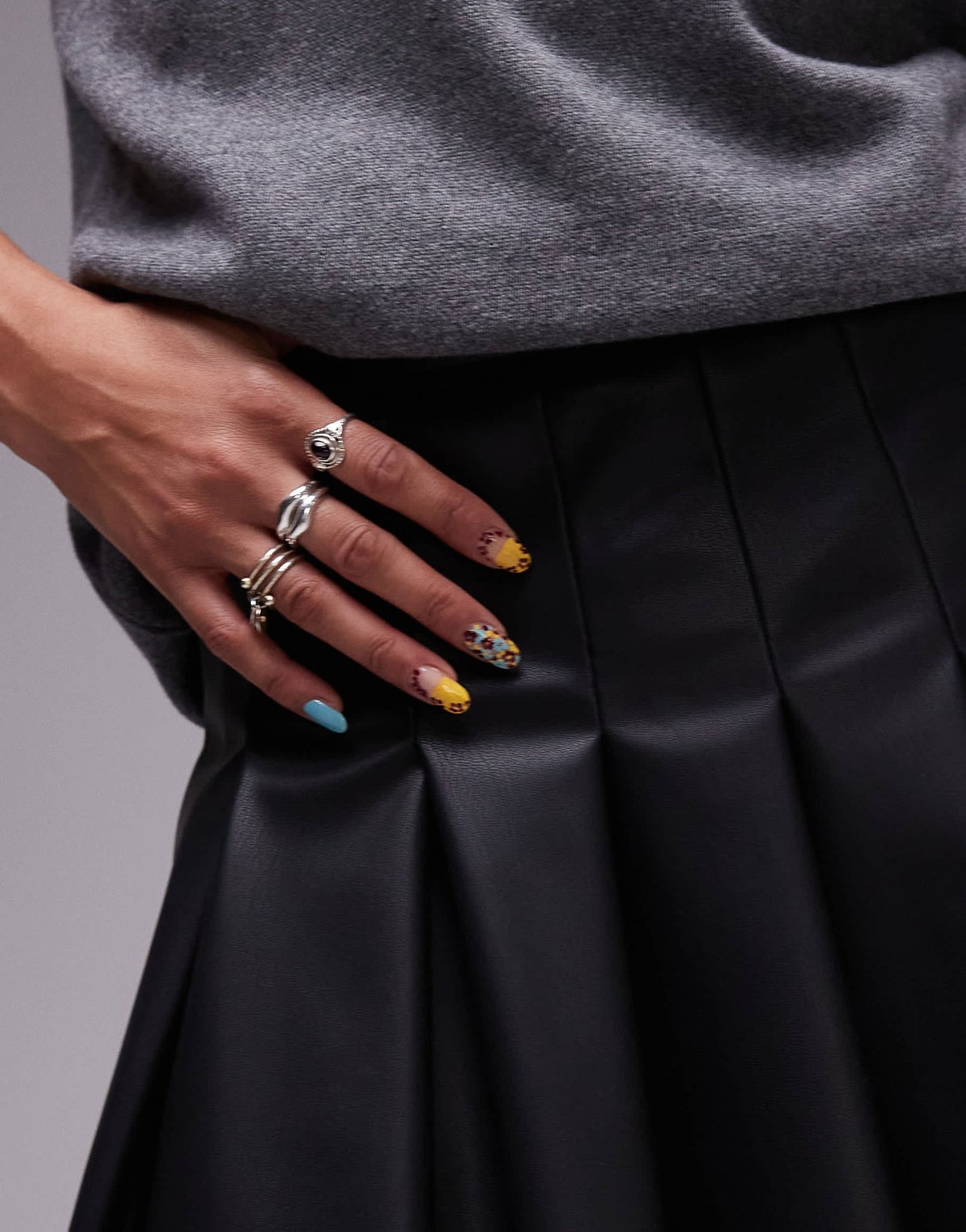 Topshop faux leather clean pleat mini skirt in black - ASOS Sample Sale