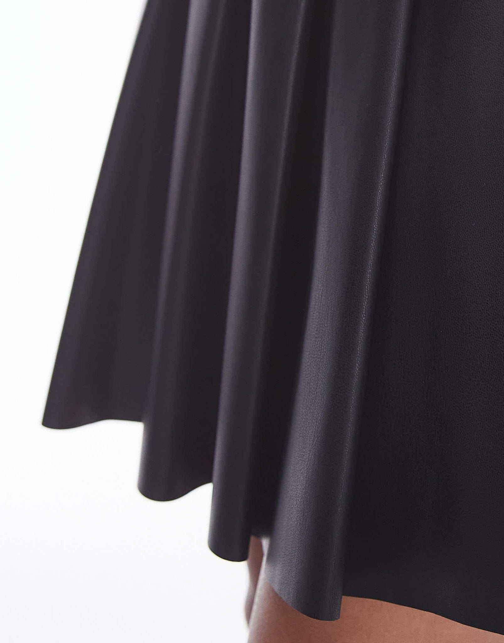 Topshop faux leather clean pleat mini skirt in black - ASOS Sample Sale