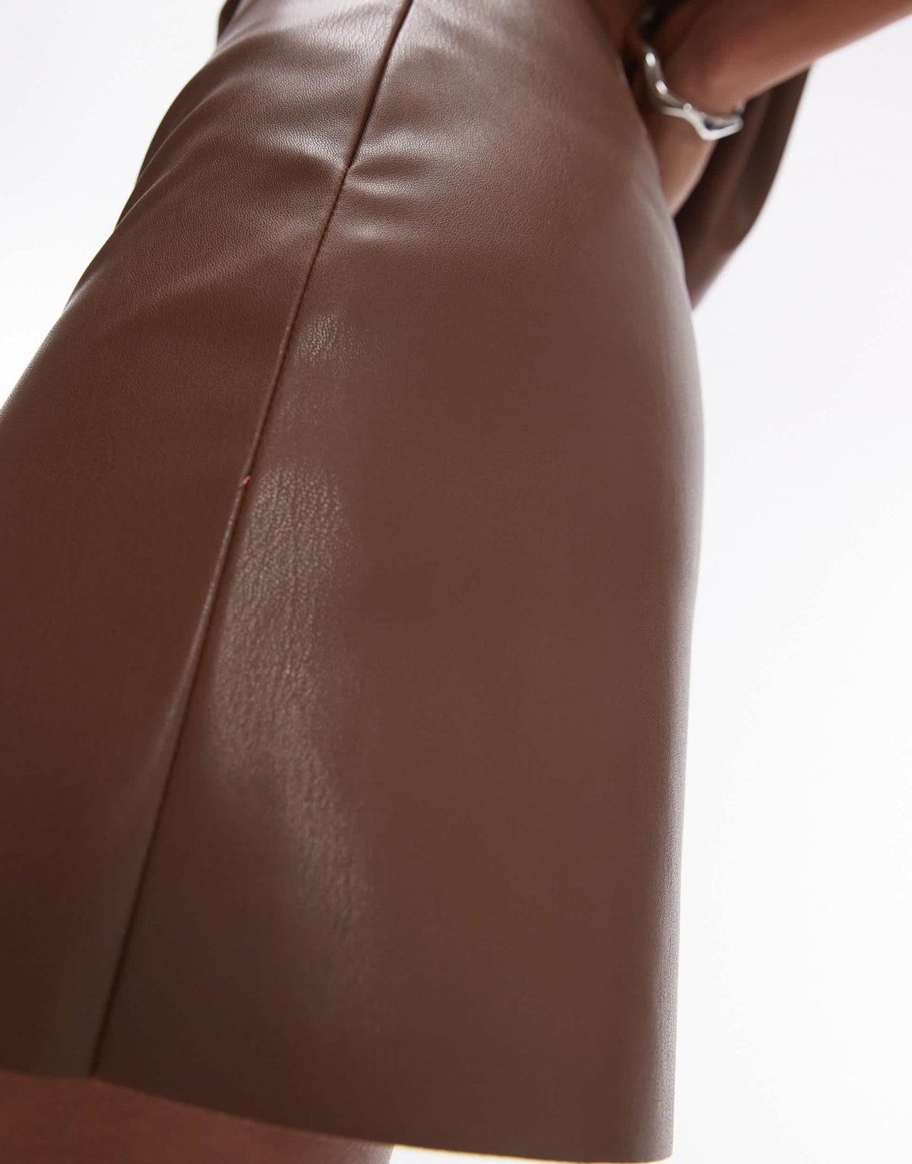 Topshop faux leather co ord mini skirt in chocolate - ASOS Sample Sale