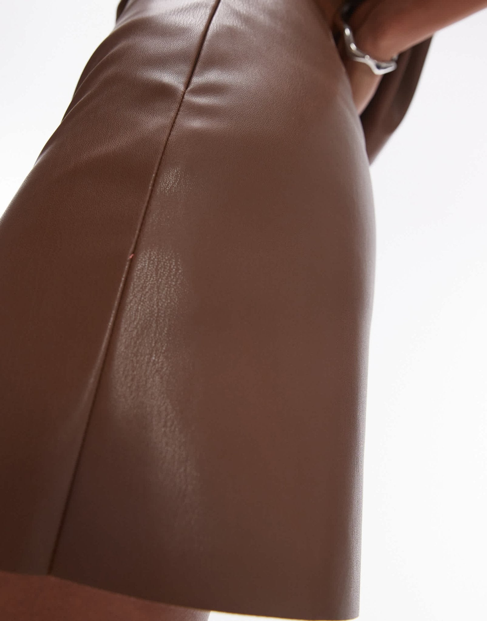 Topshop faux leather co ord mini skirt in chocolate - ASOS Sample Sale