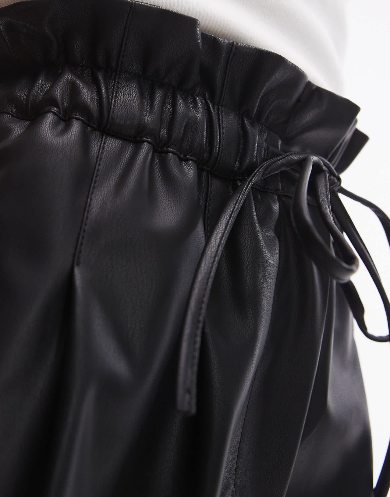 Topshop faux leather paperbag short in black - ASOS Sample Sale