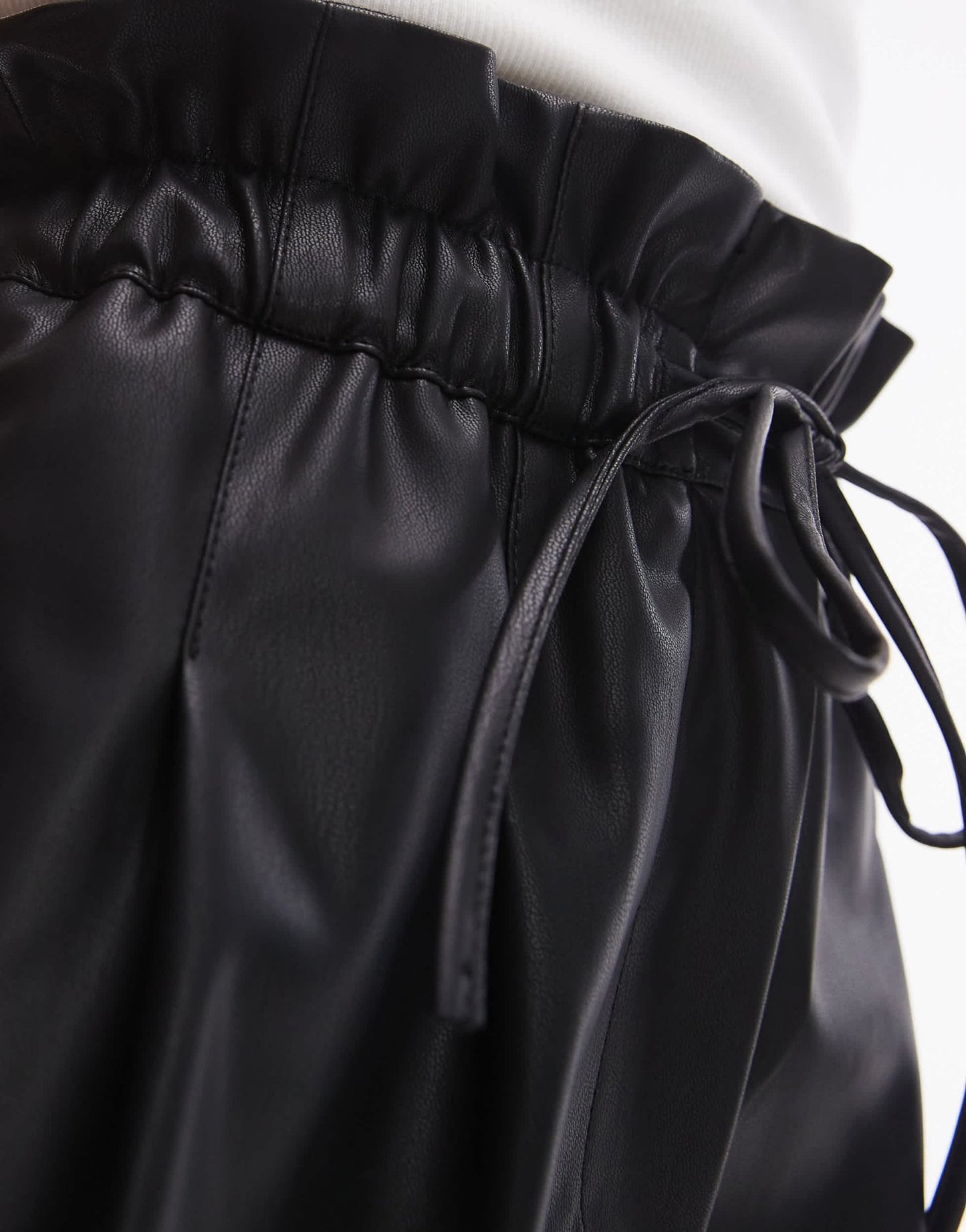 Topshop faux leather paperbag short in black - ASOS Sample Sale