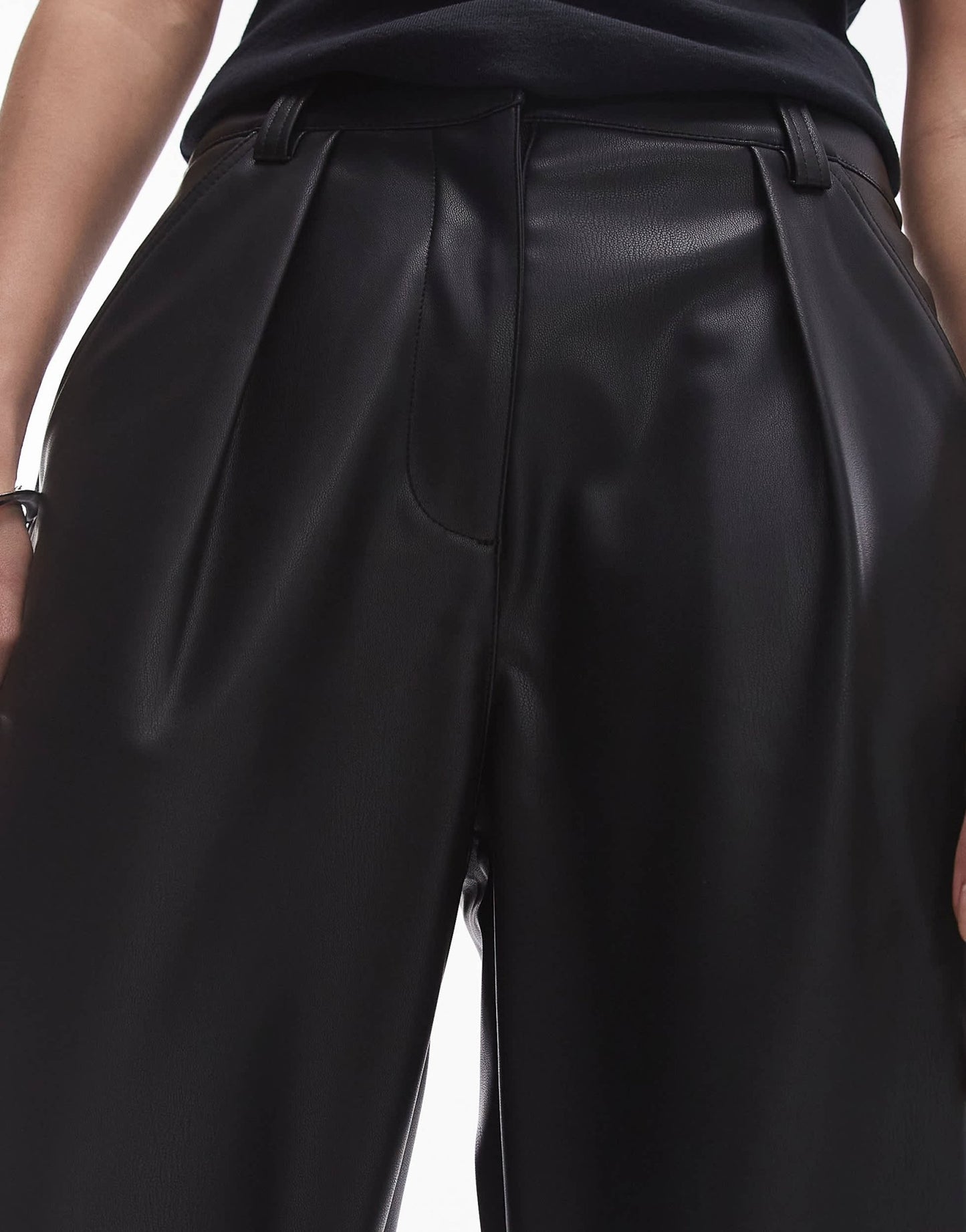 Topshop faux leather peg trouser in black - ASOS Sample Sale