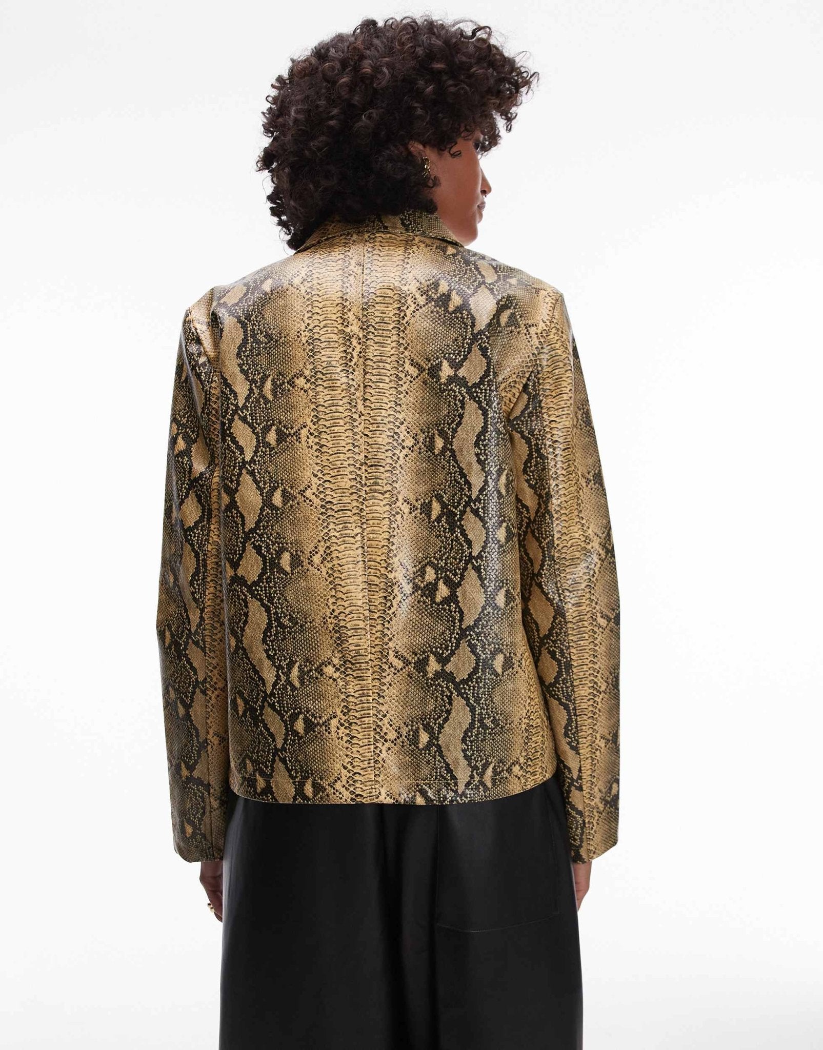 Topshop faux leather snake jacket with center front zip in yellow - ASOS Sample Sale