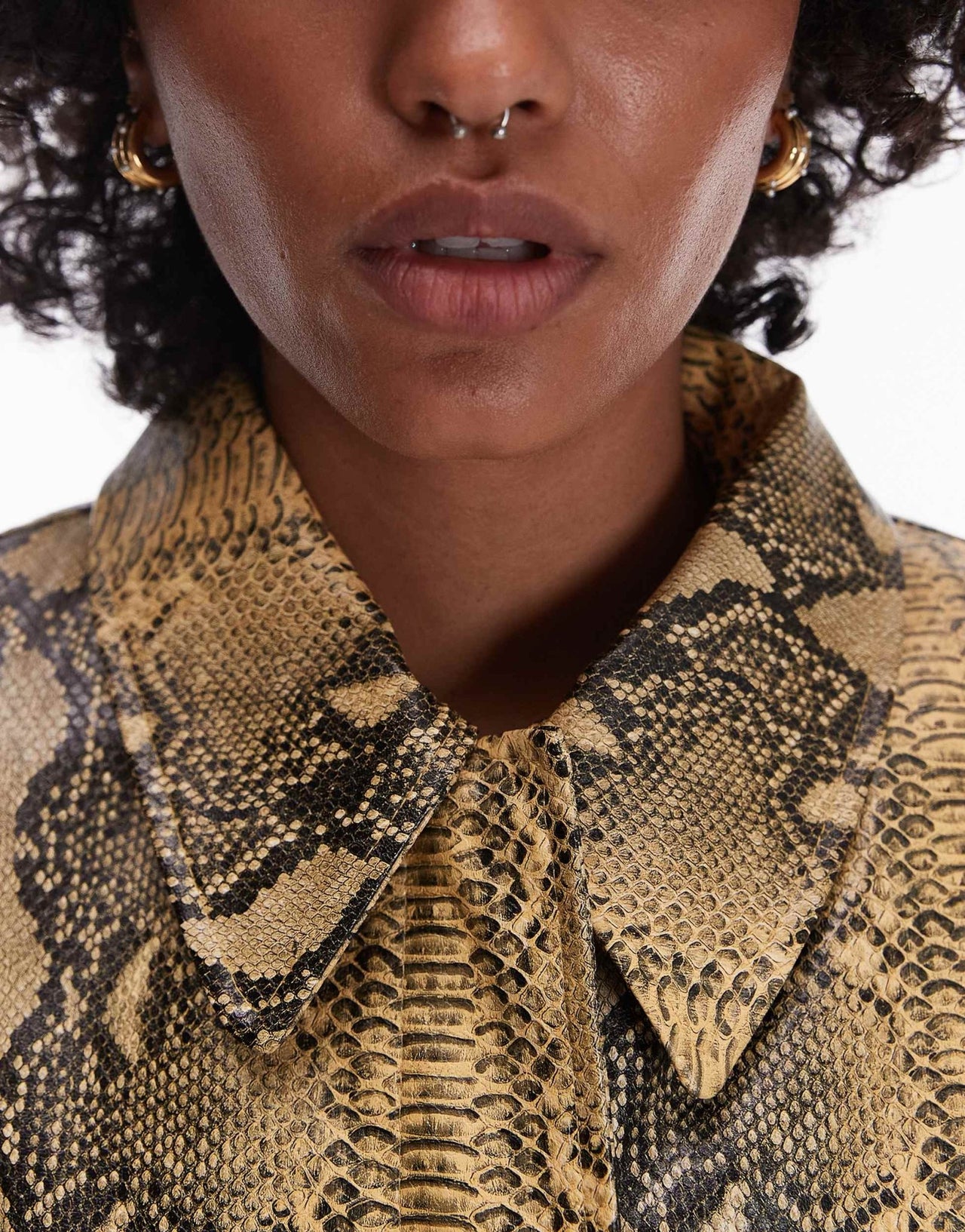 Topshop faux leather snake jacket with center front zip in yellow - ASOS Sample Sale