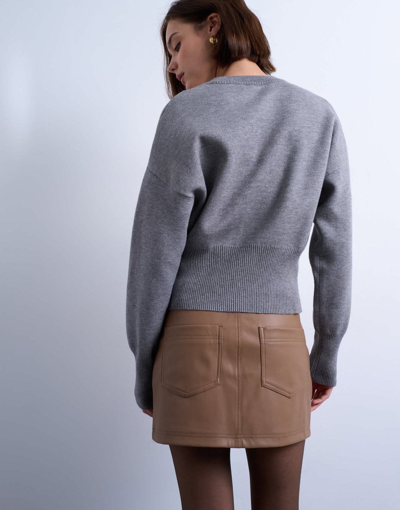 Topshop faux leather tailored mini skirt in coffee - ASOS Sample Sale