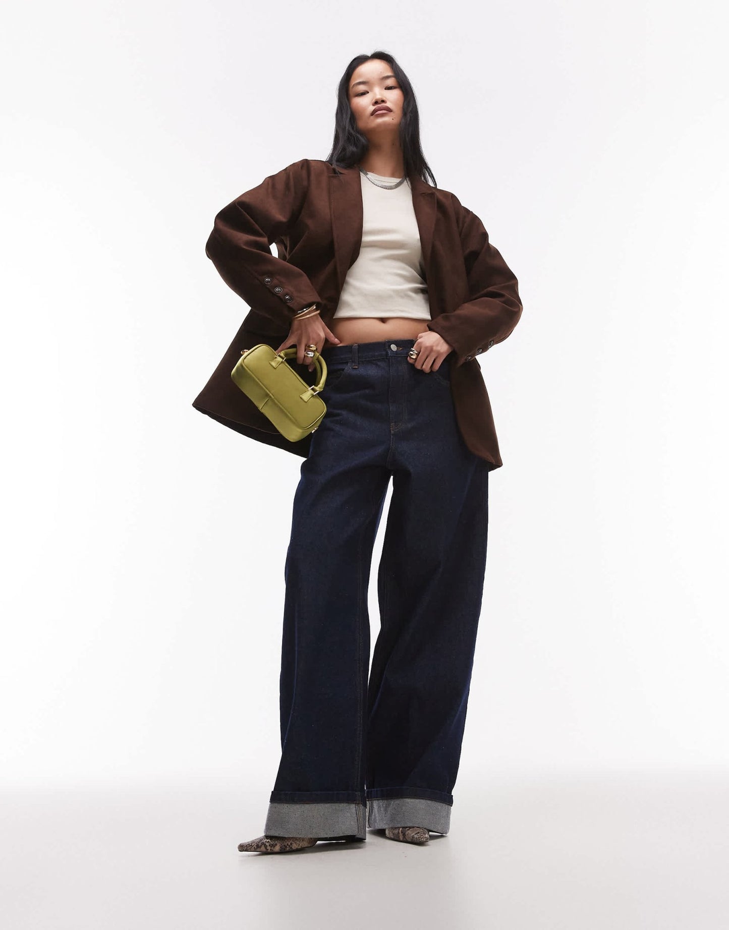 Topshop faux suede oversized blazer in chocolate brown - ASOS Sample Sale