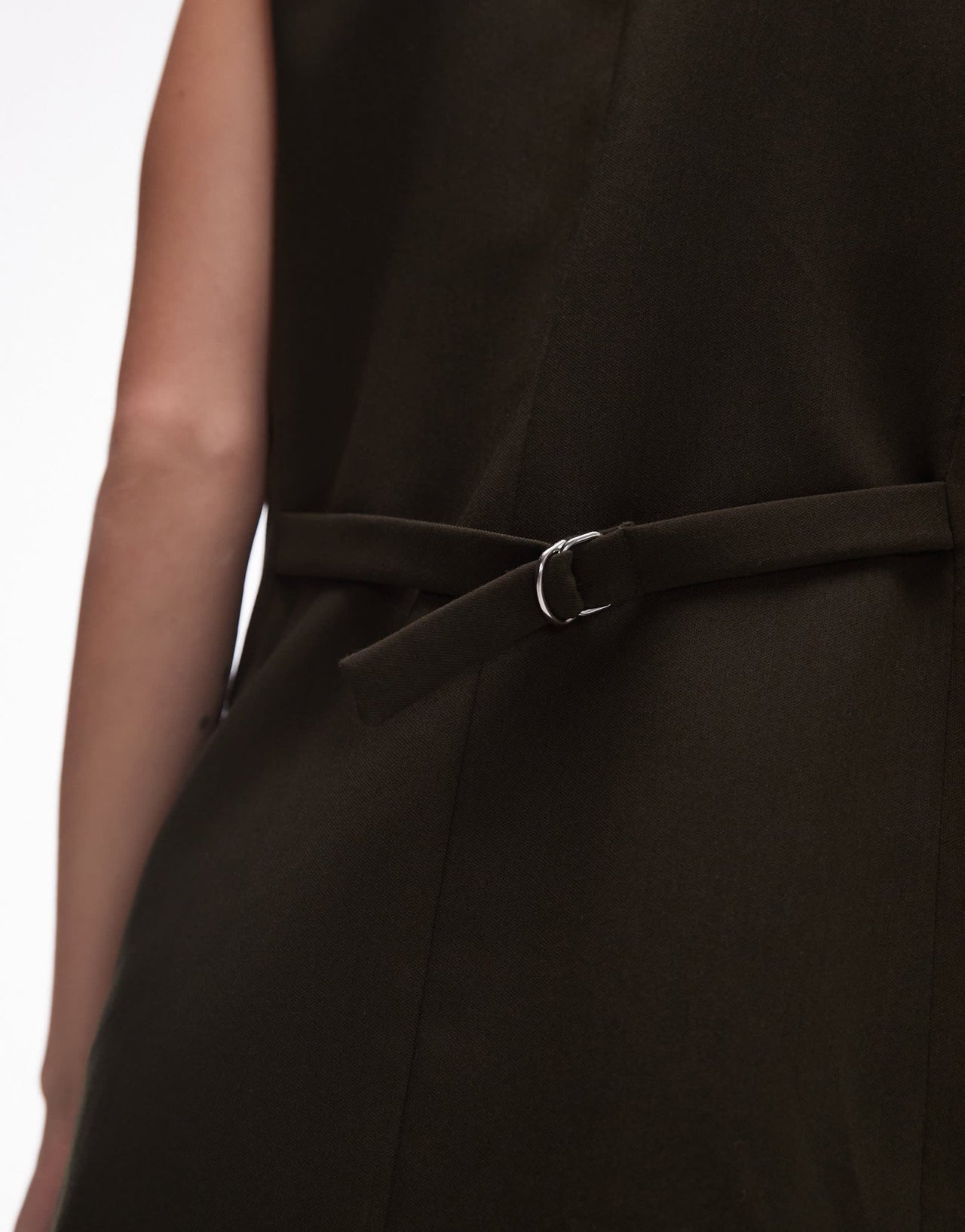 Topshop fitted longline waistcoat in dark green - ASOS Sample Sale