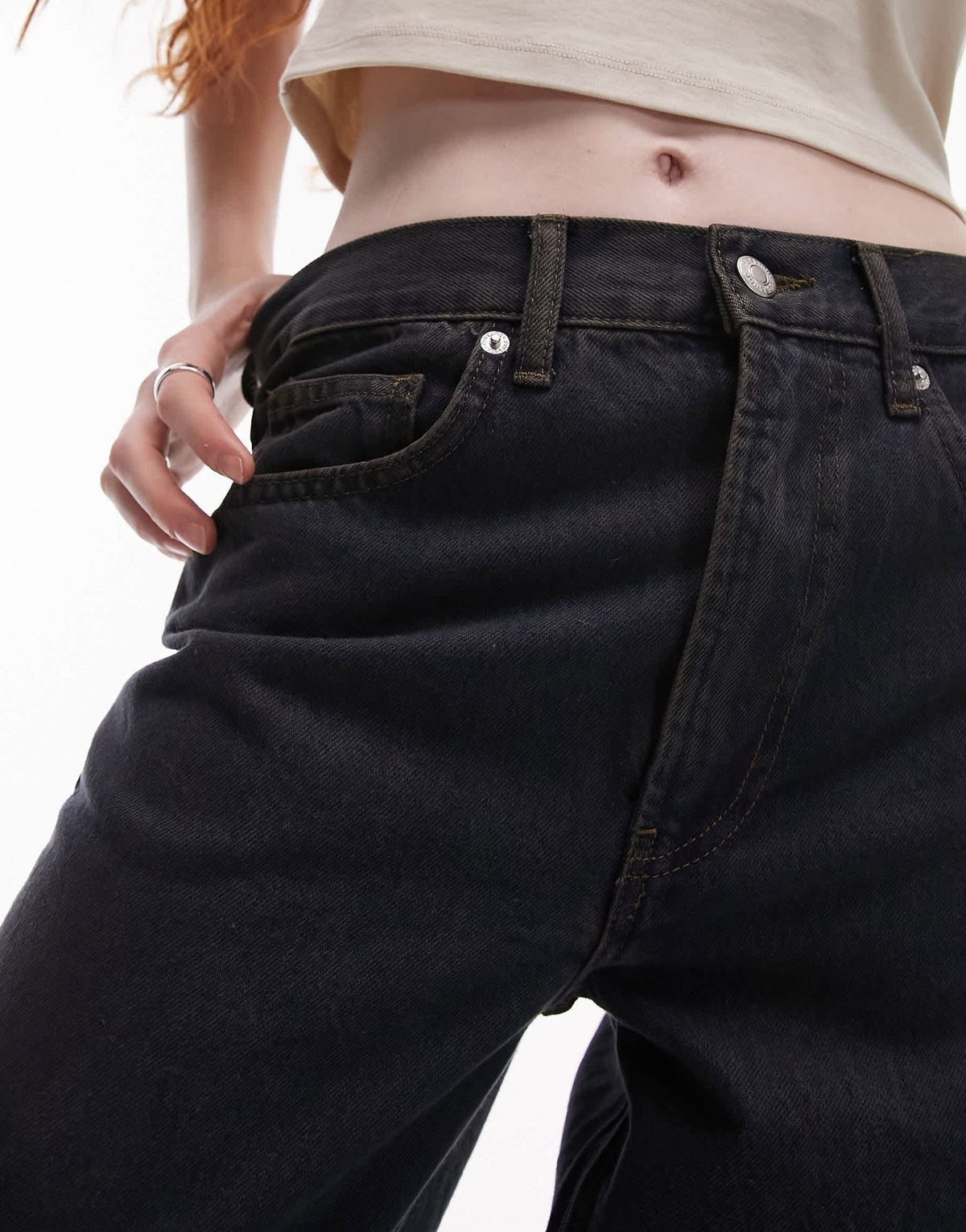 Topshop Gilmore low slung boyfriend jean in midnight blue - ASOS Sample Sale