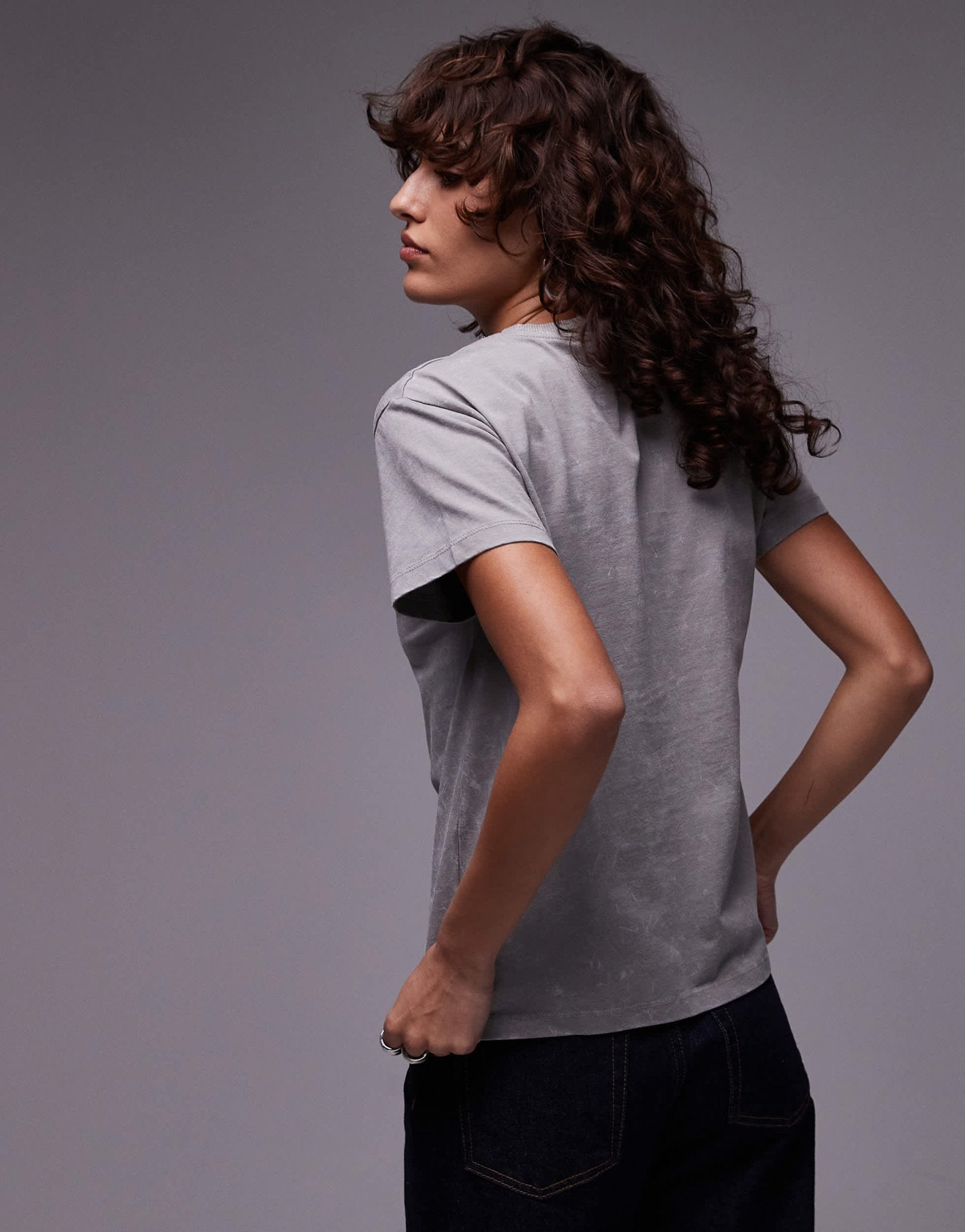 Topshop graphic la lune boxy tee in grey - ASOS Sample Sale