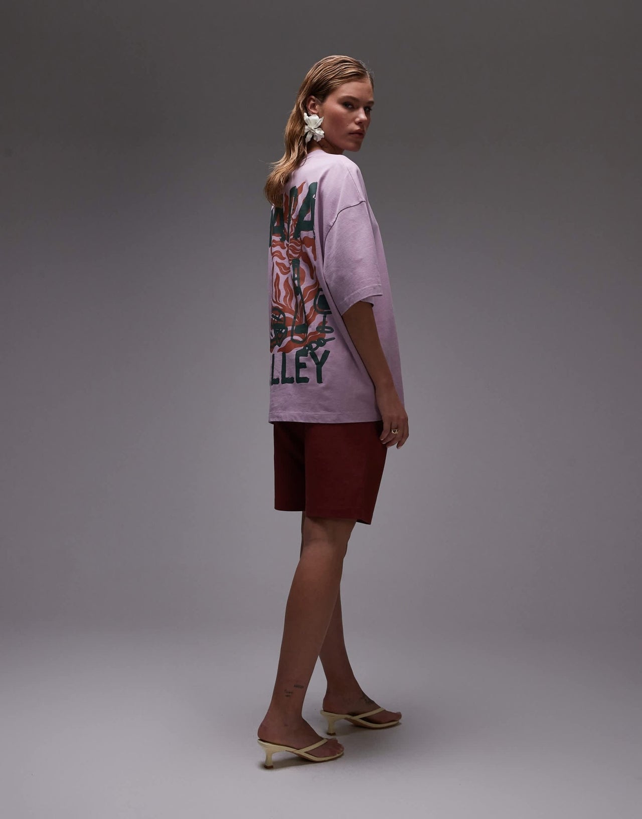 Topshop graphic Napa Valley oversized tee with backprint in pink - ASOS Sample Sale