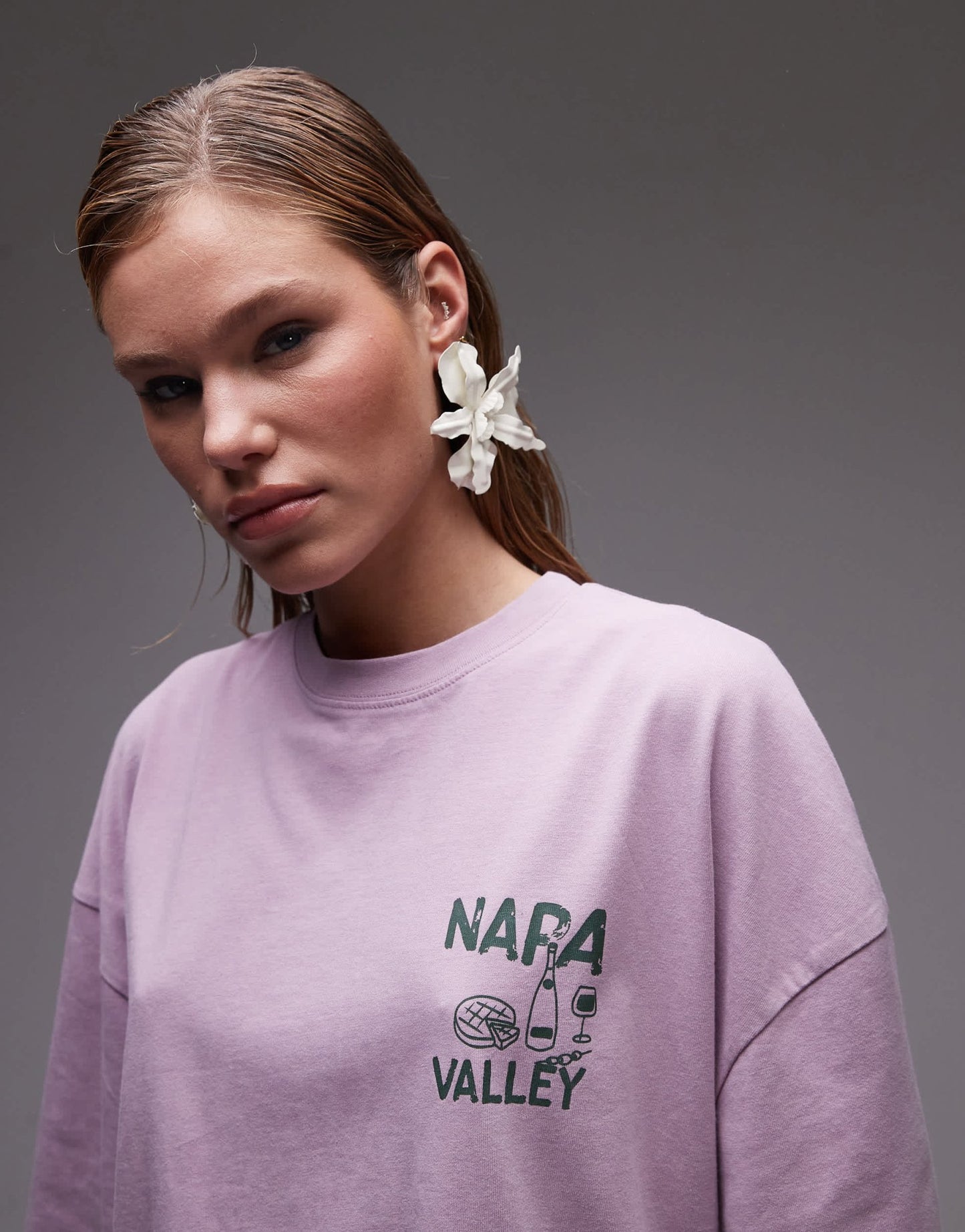 Topshop graphic Napa Valley oversized tee with backprint in pink - ASOS Sample Sale