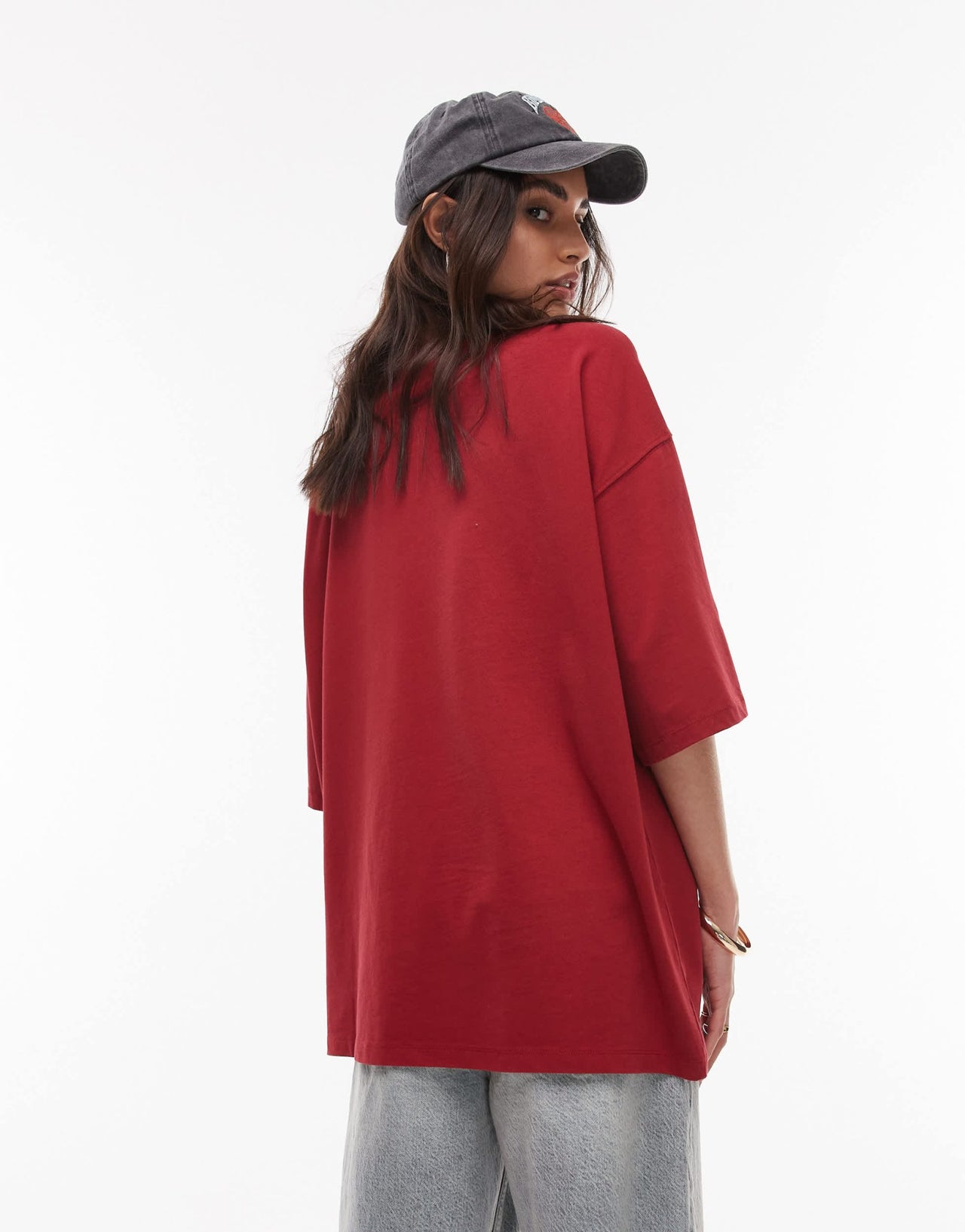 Topshop graphic San Jose oversized tee in red - ASOS Sample Sale