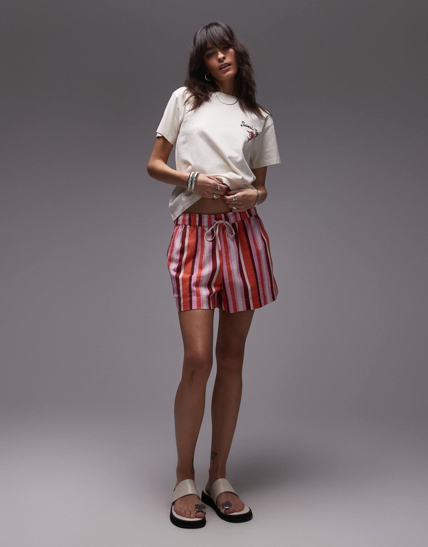Topshop graphic Seamans Bay back print boxy tee in ecru - ASOS Sample Sale