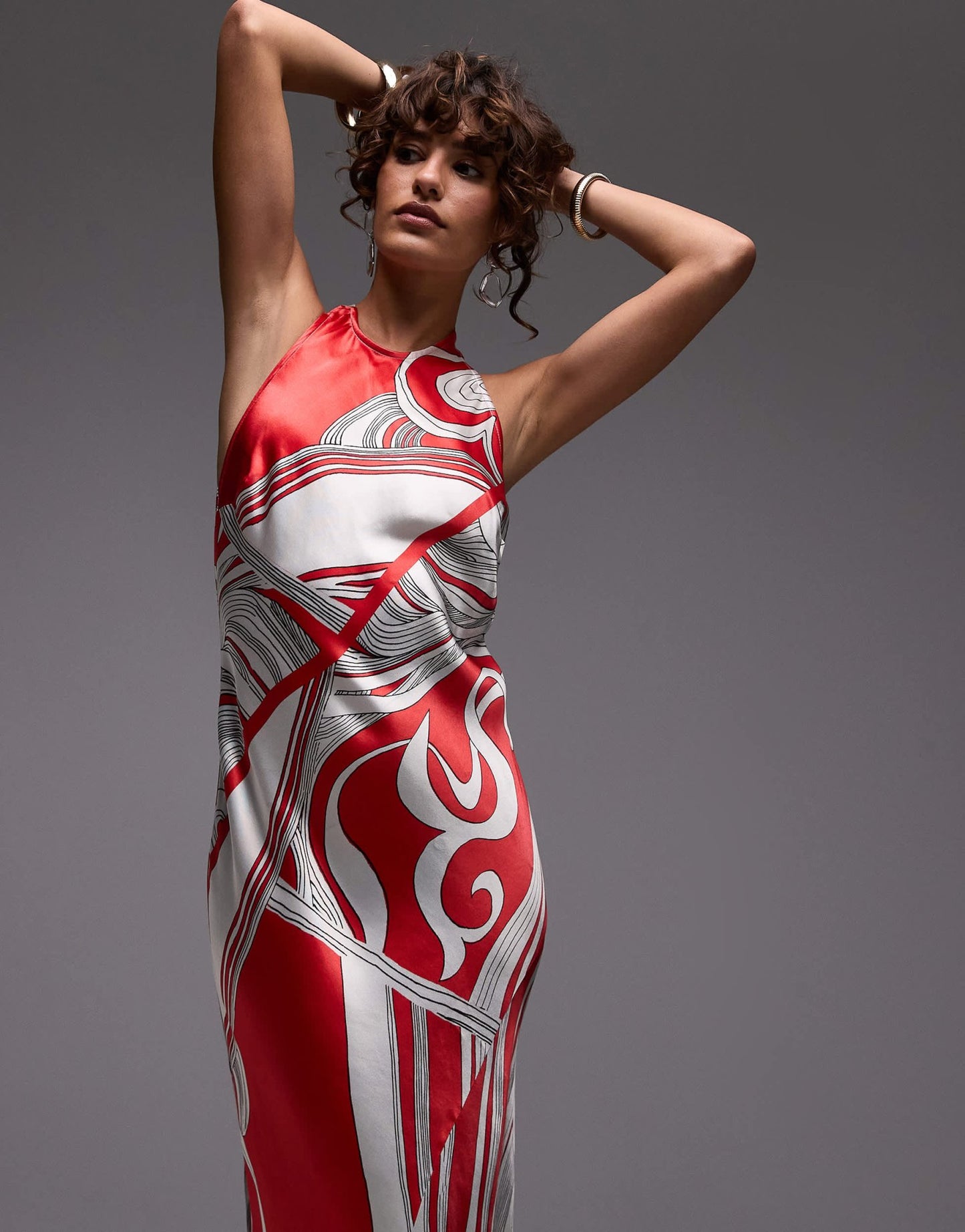 Topshop halter neck maxi dress in red boutique print - ASOS Sample Sale