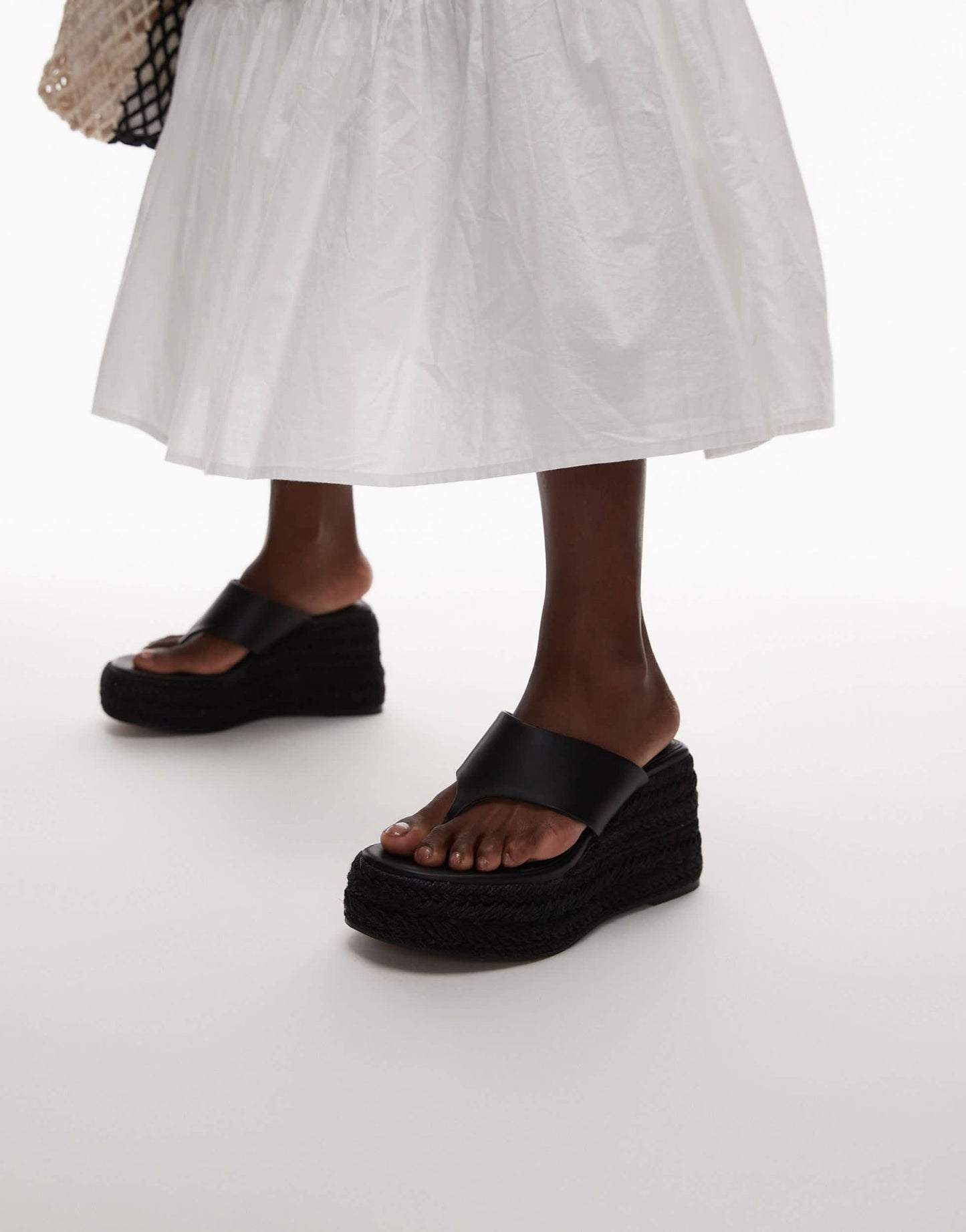 Topshop Heidi toe thong espadrille wedge in black - ASOS Sample Sale