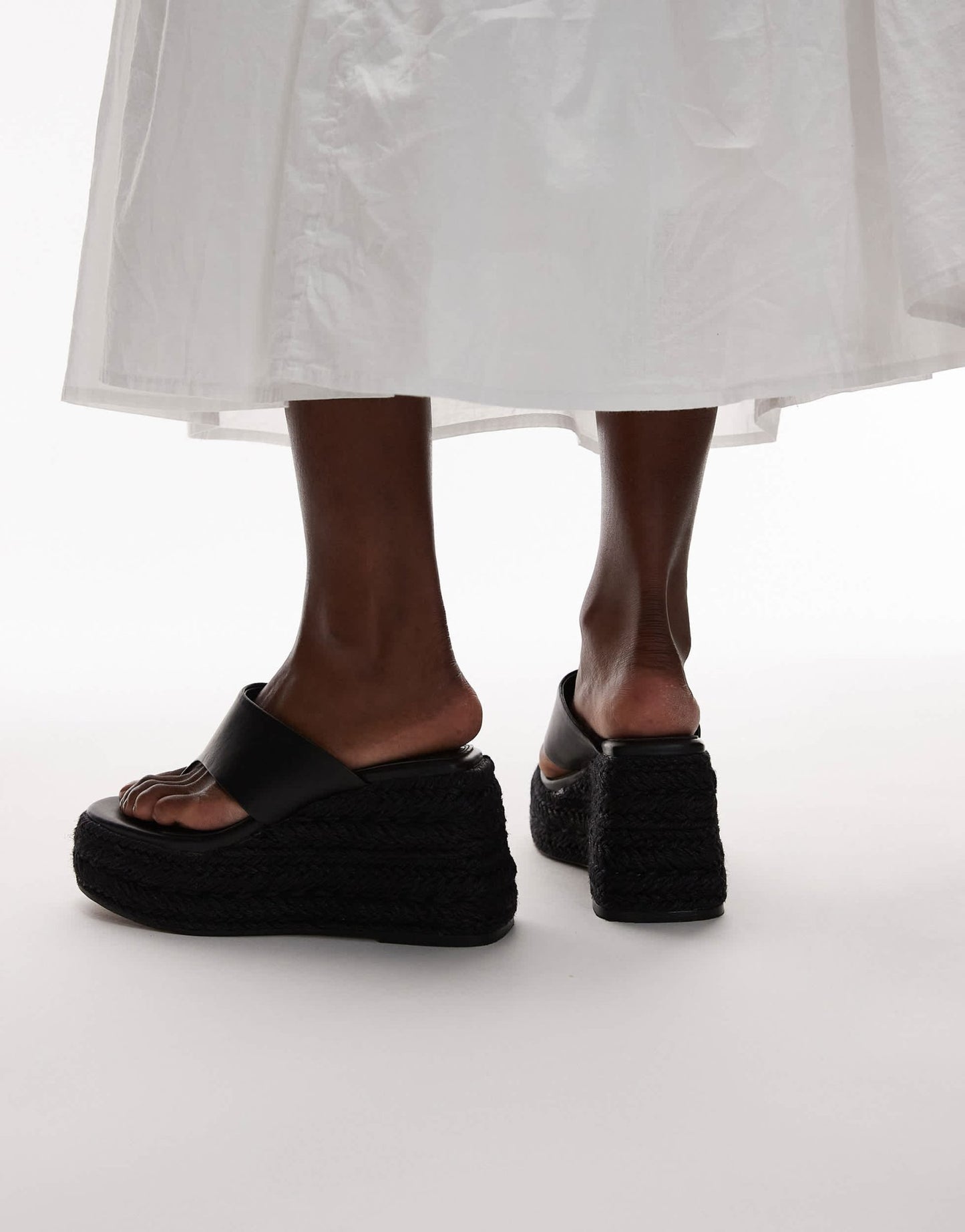 Topshop Heidi toe thong espadrille wedge in black - ASOS Sample Sale
