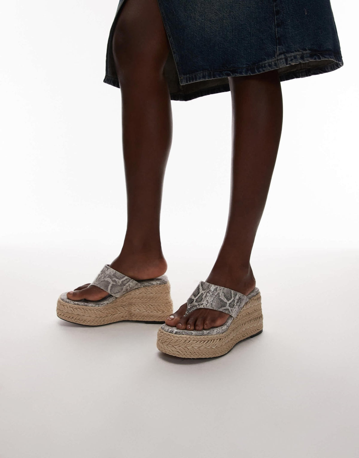 Topshop Heidi toe thong espadrille wedge in snake - ASOS Sample Sale