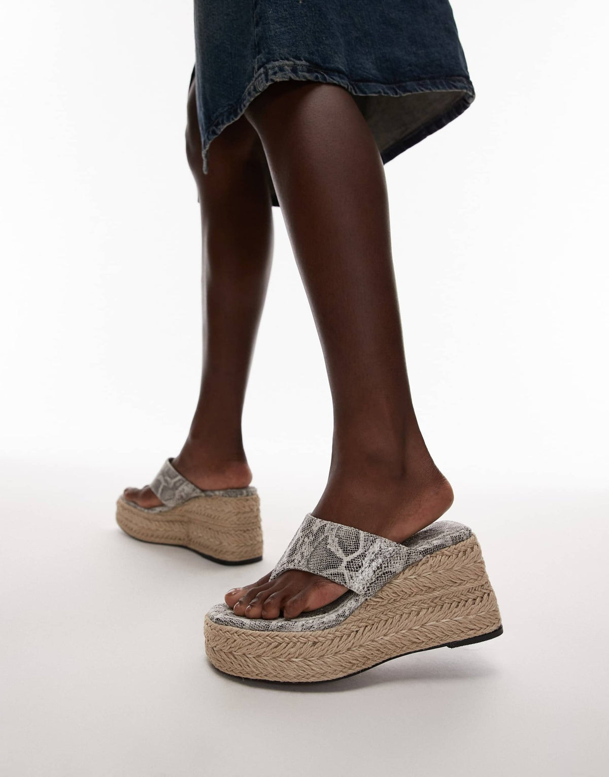 Topshop Heidi toe thong espadrille wedge in snake - ASOS Sample Sale