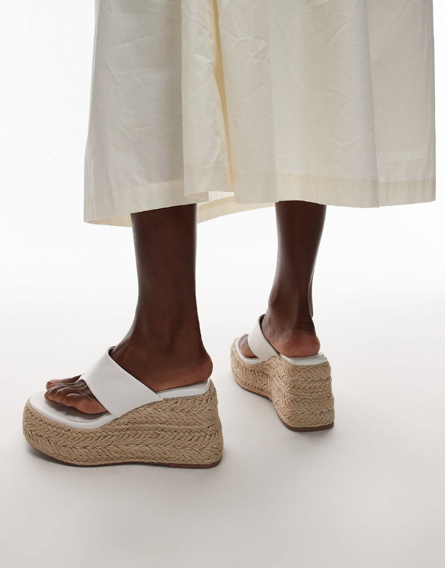 Topshop Heidi toe thong espadrille wedge in white - ASOS Sample Sale
