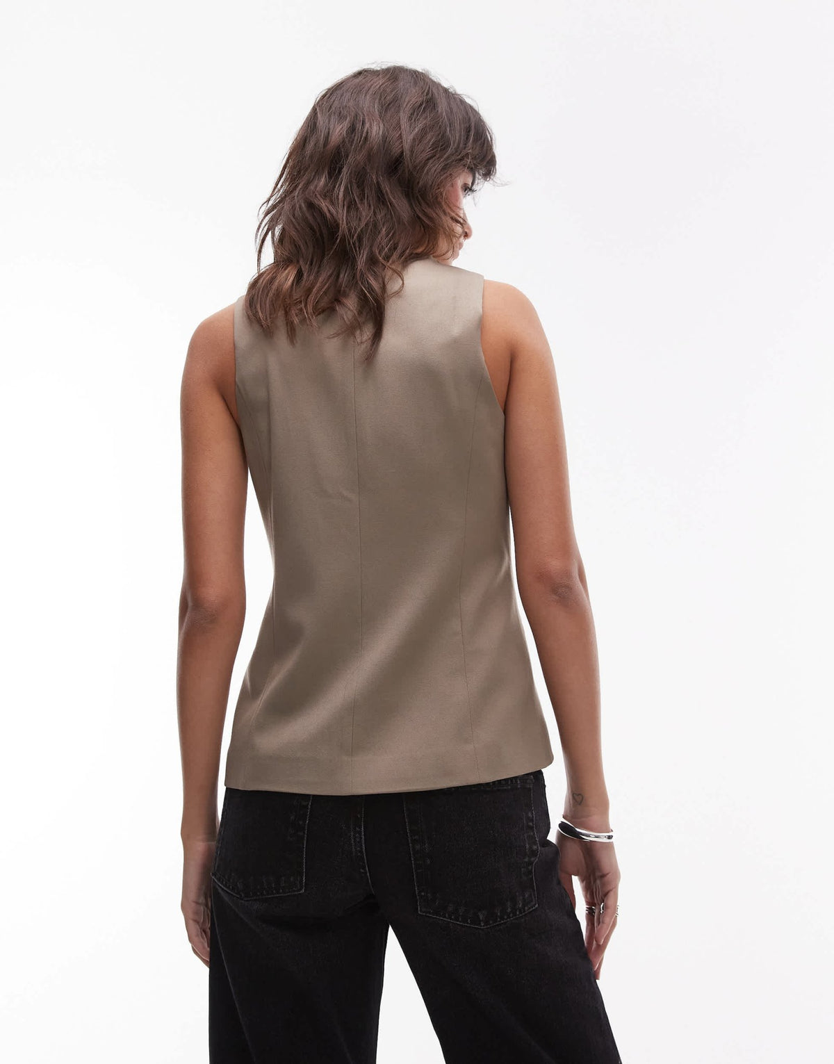 Topshop high neck button through waistcoat in warm handle - ASOS Sample Sale